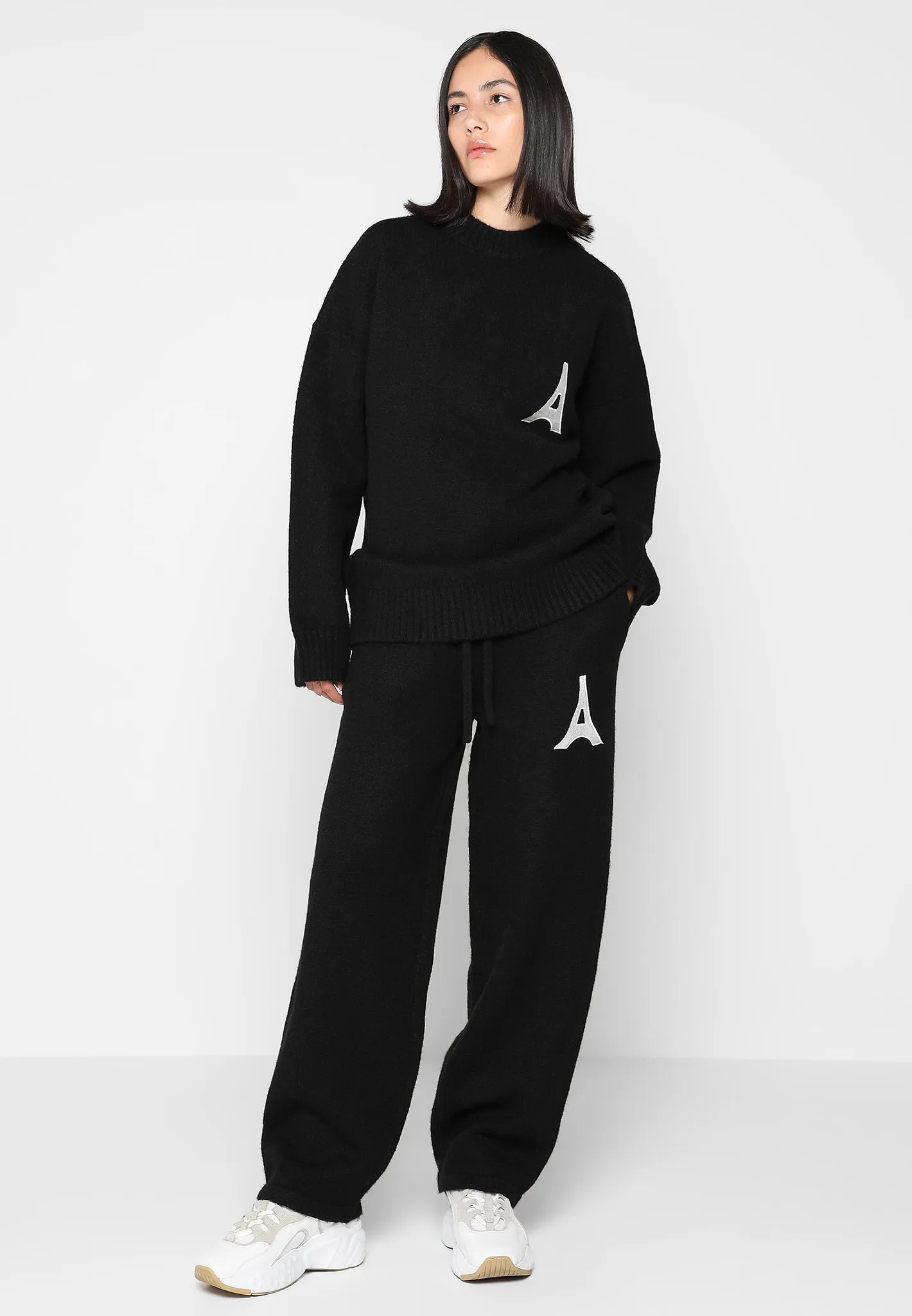 Knitted Relaxed fit Eiffel Joggers - Black sold by Maniere De Voir product image thumbnail 4