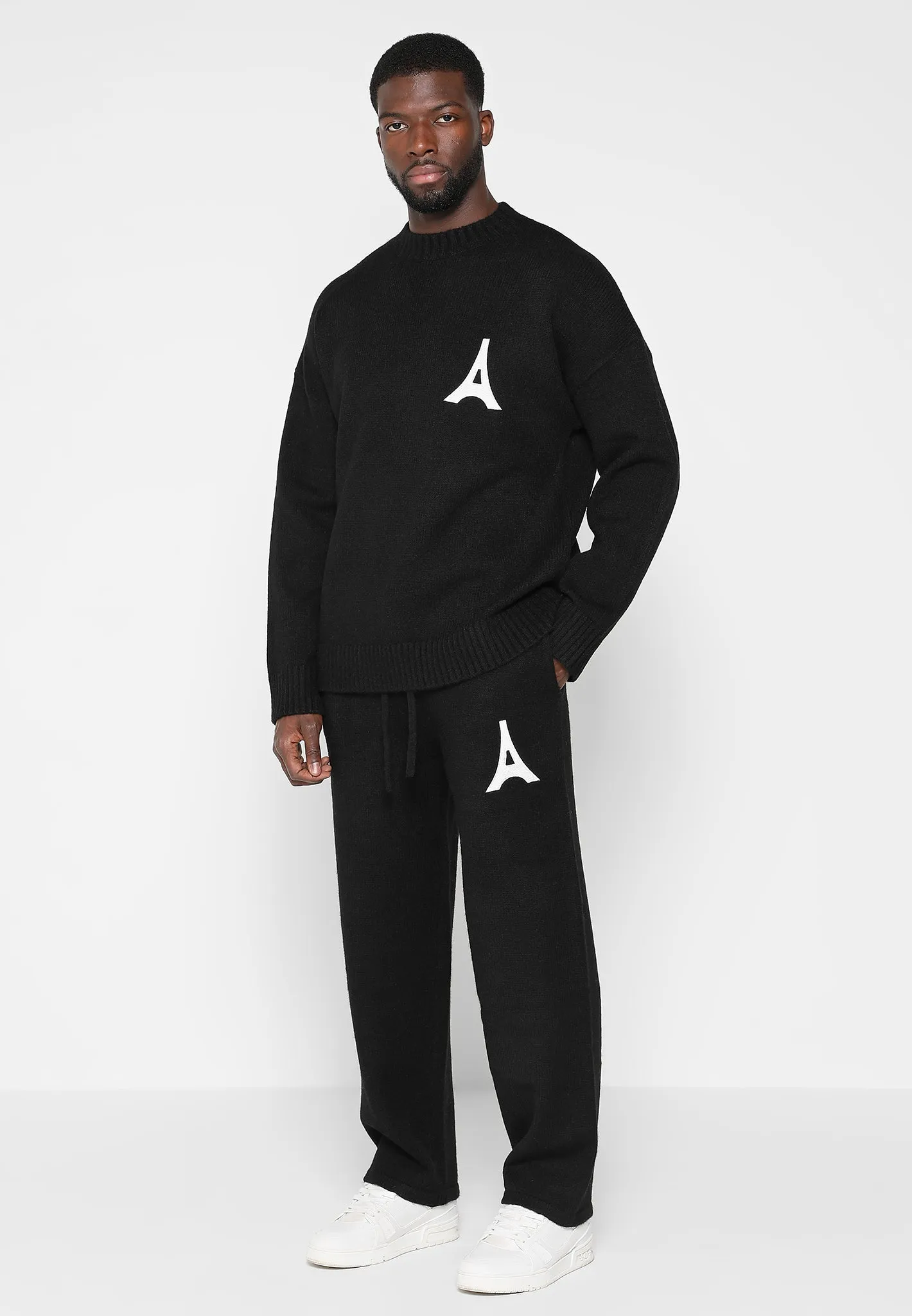 Knitted Relaxed fit Eiffel Joggers - Black sold by Maniere De Voir product image thumbnail 2
