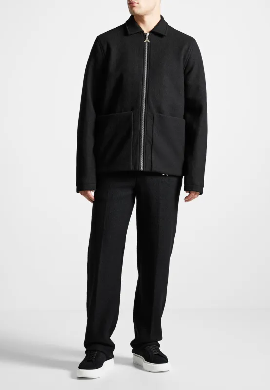 Boiled Wool Jacket - Black sold by Maniere De Voir