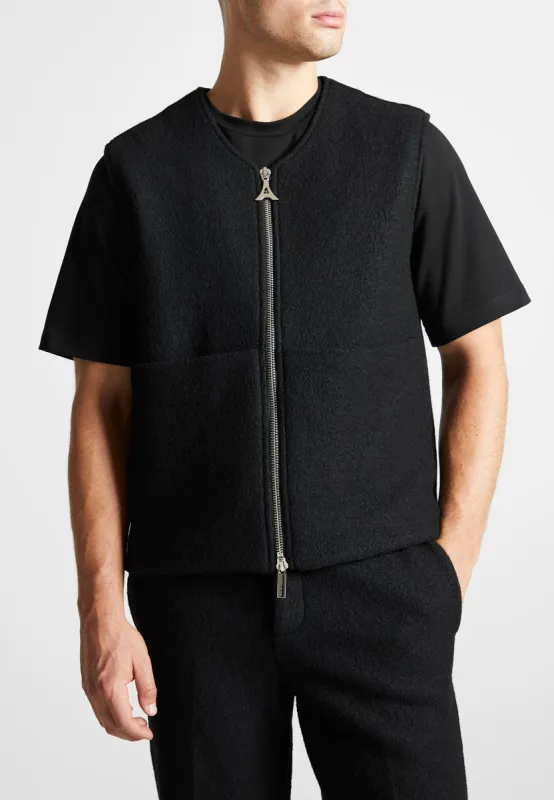Boiled Wool Gilet - Black sold by Maniere De Voir