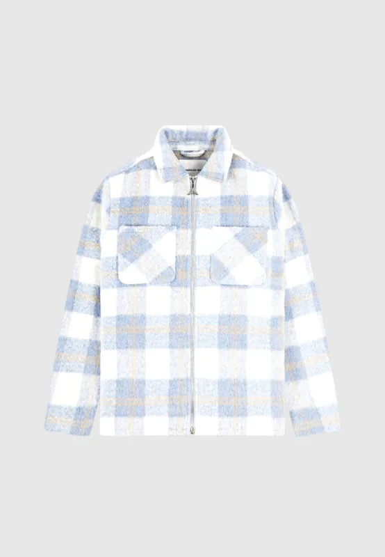 Checked Wool Shacket - Blue sold by Maniere De Voir