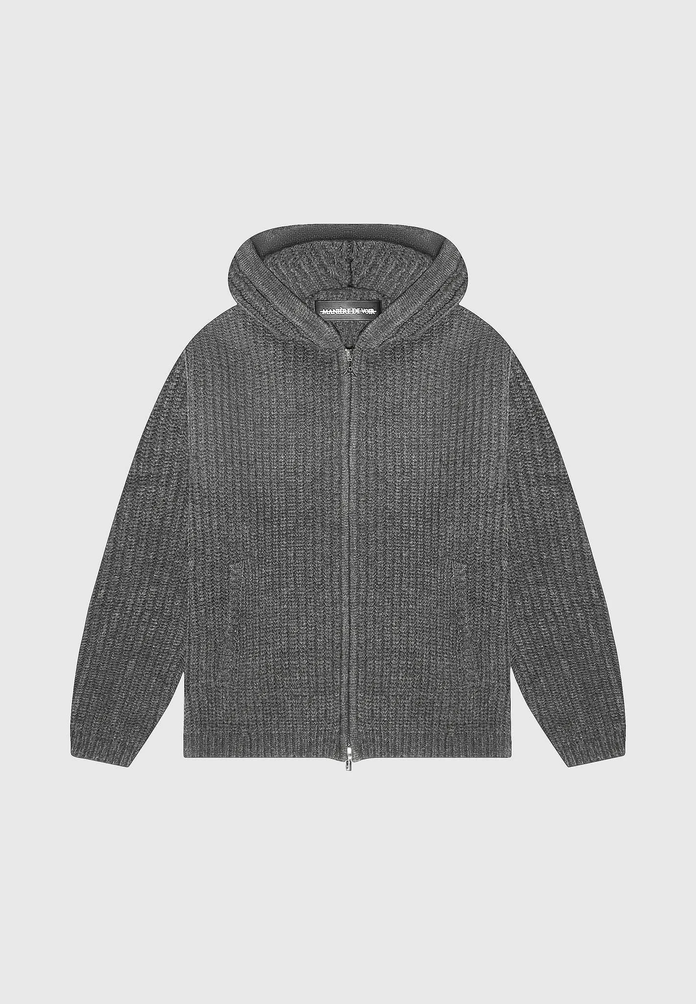Chunky Knit Zip Through Hoodie - Charcoal Grey sold by Maniere De Voir product image thumbnail 2