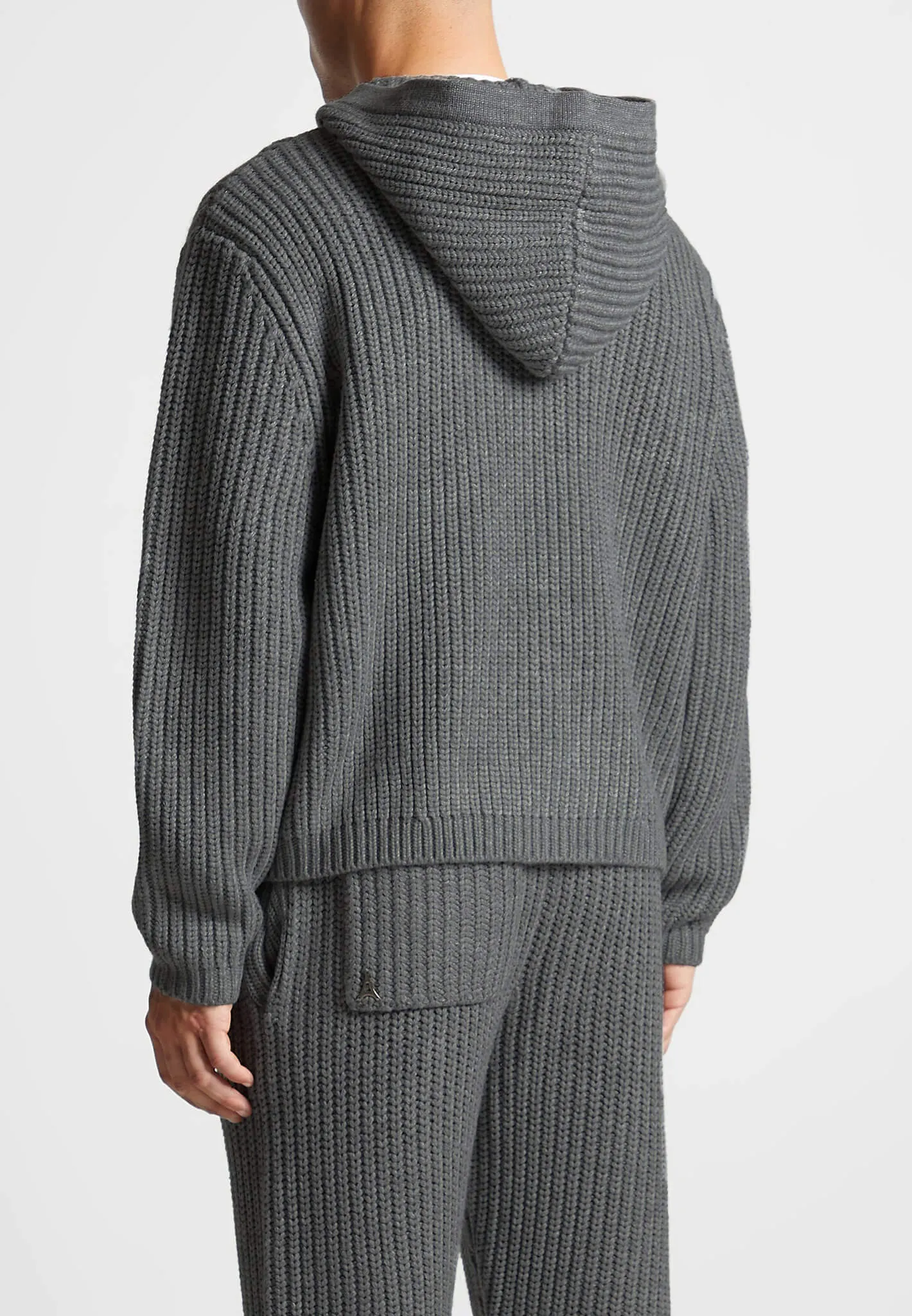 Chunky Knit Zip Through Hoodie - Charcoal Grey sold by Maniere De Voir product image thumbnail 5