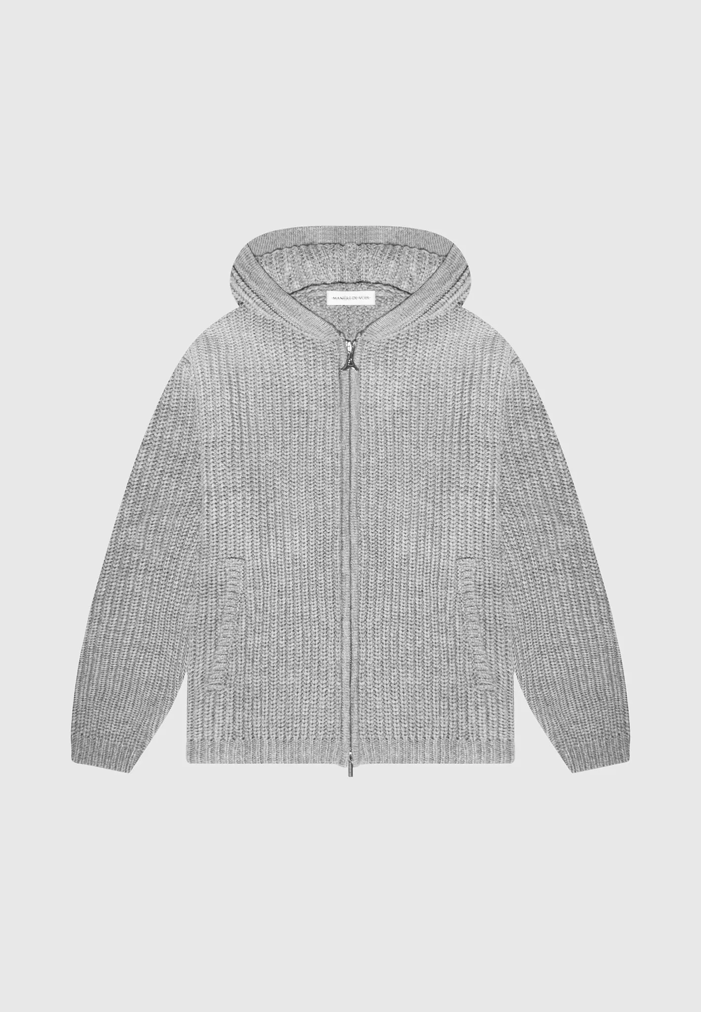 Chunky Knit Zip Through Hoodie - Light Grey sold by Maniere De Voir product image thumbnail 2