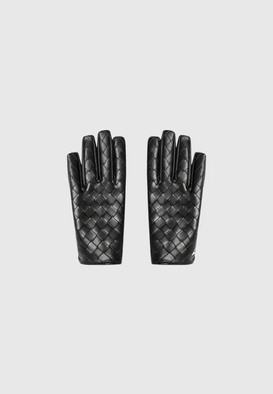 Leather Woven Gloves - Black sold by Maniere De Voir