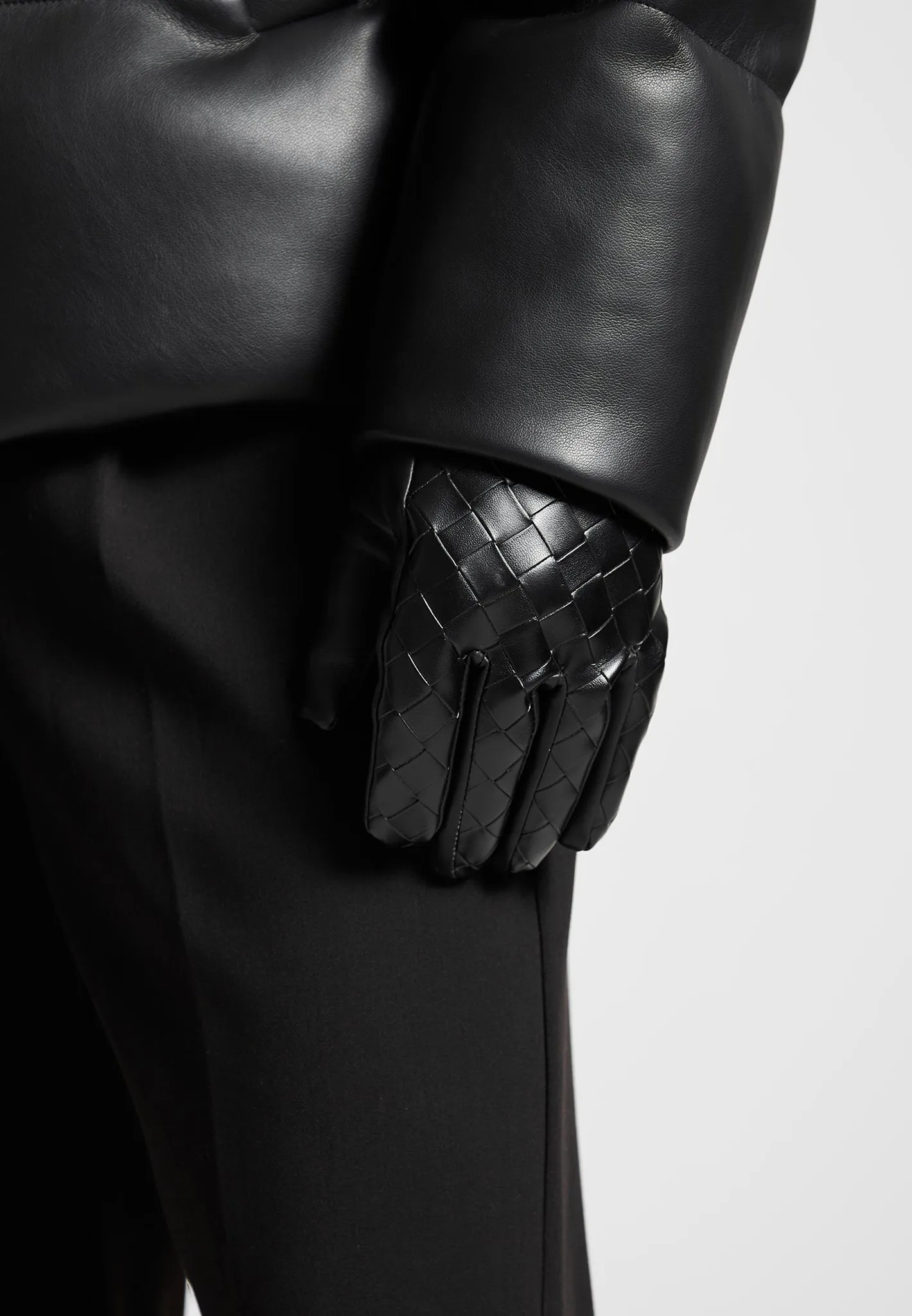 Leather Woven Gloves - Black sold by Maniere De Voir product image thumbnail 3