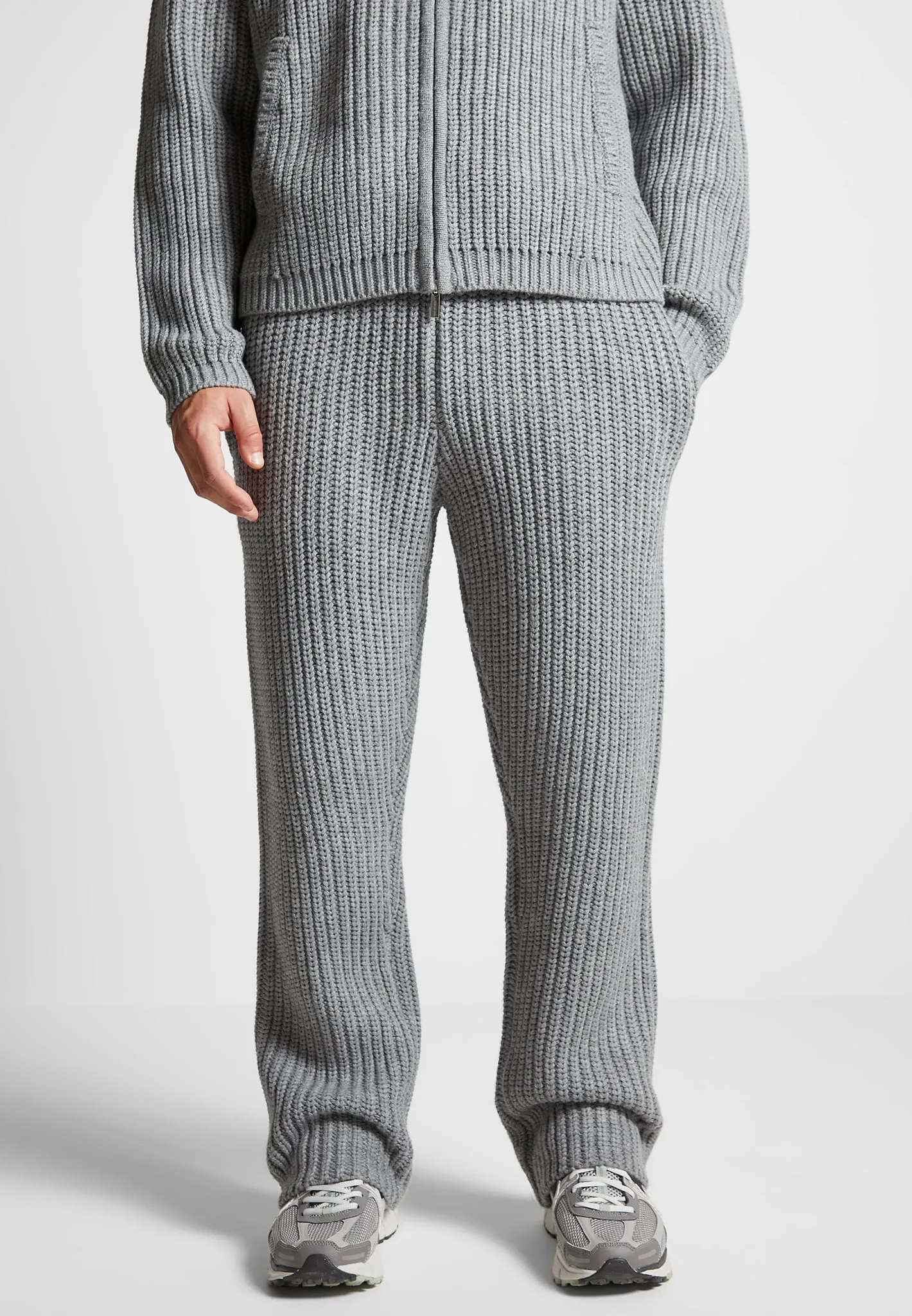 Chunky Knit Straight Leg Joggers - Light Grey sold by Maniere De Voir product image thumbnail 3