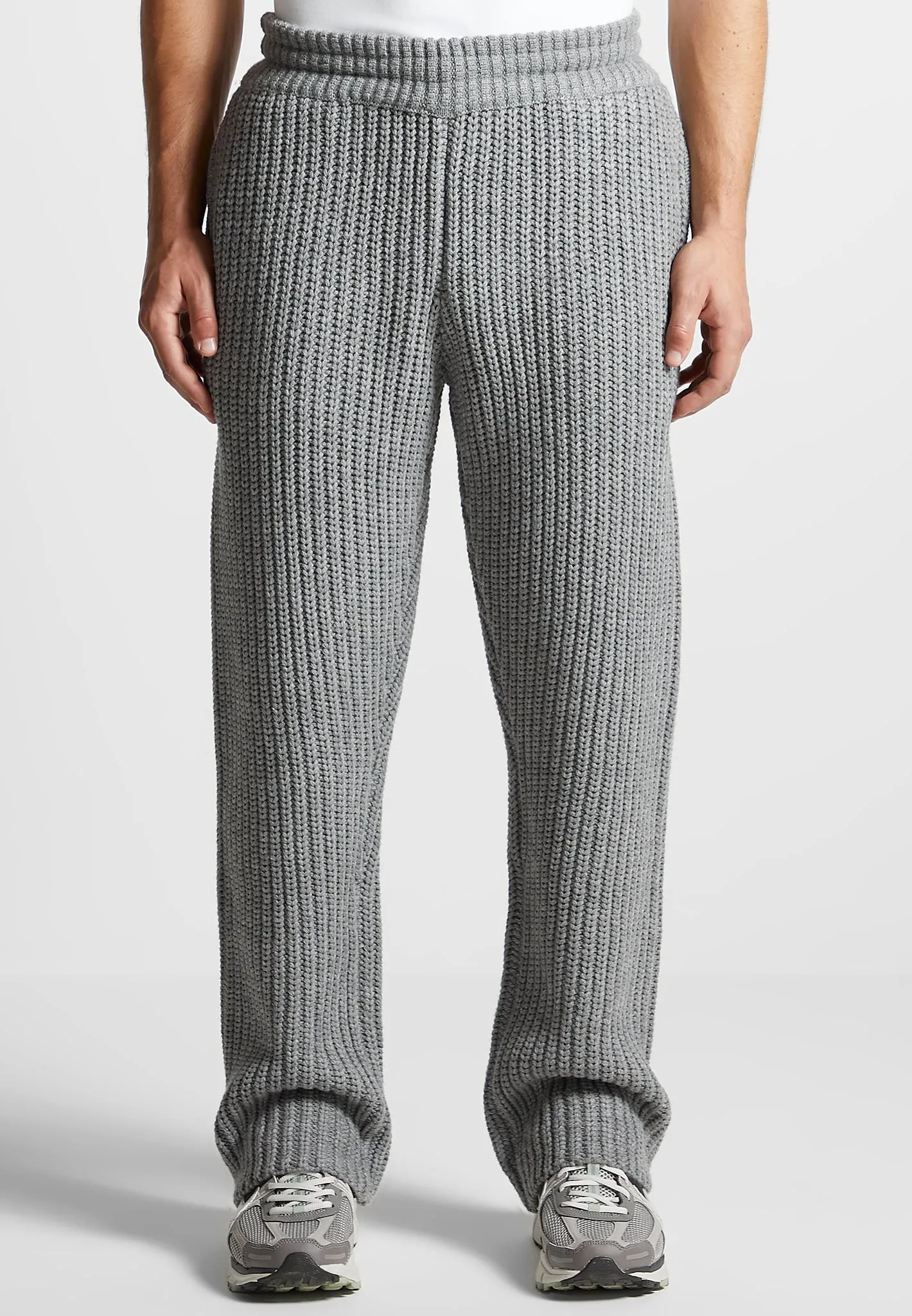 Chunky Knit Straight Leg Joggers - Light Grey sold by Maniere De Voir