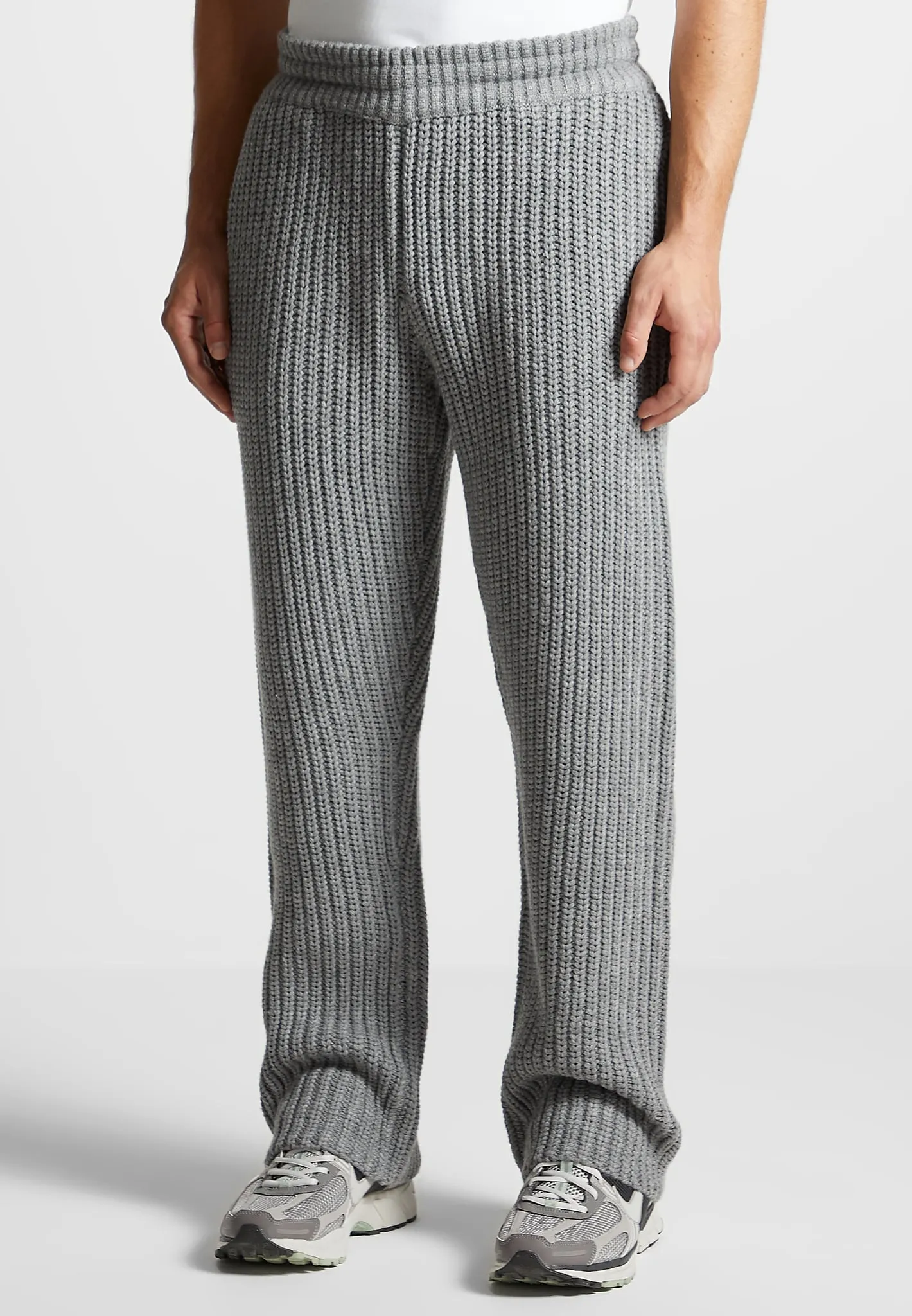 Chunky Knit Straight Leg Joggers - Light Grey sold by Maniere De Voir product image thumbnail 5