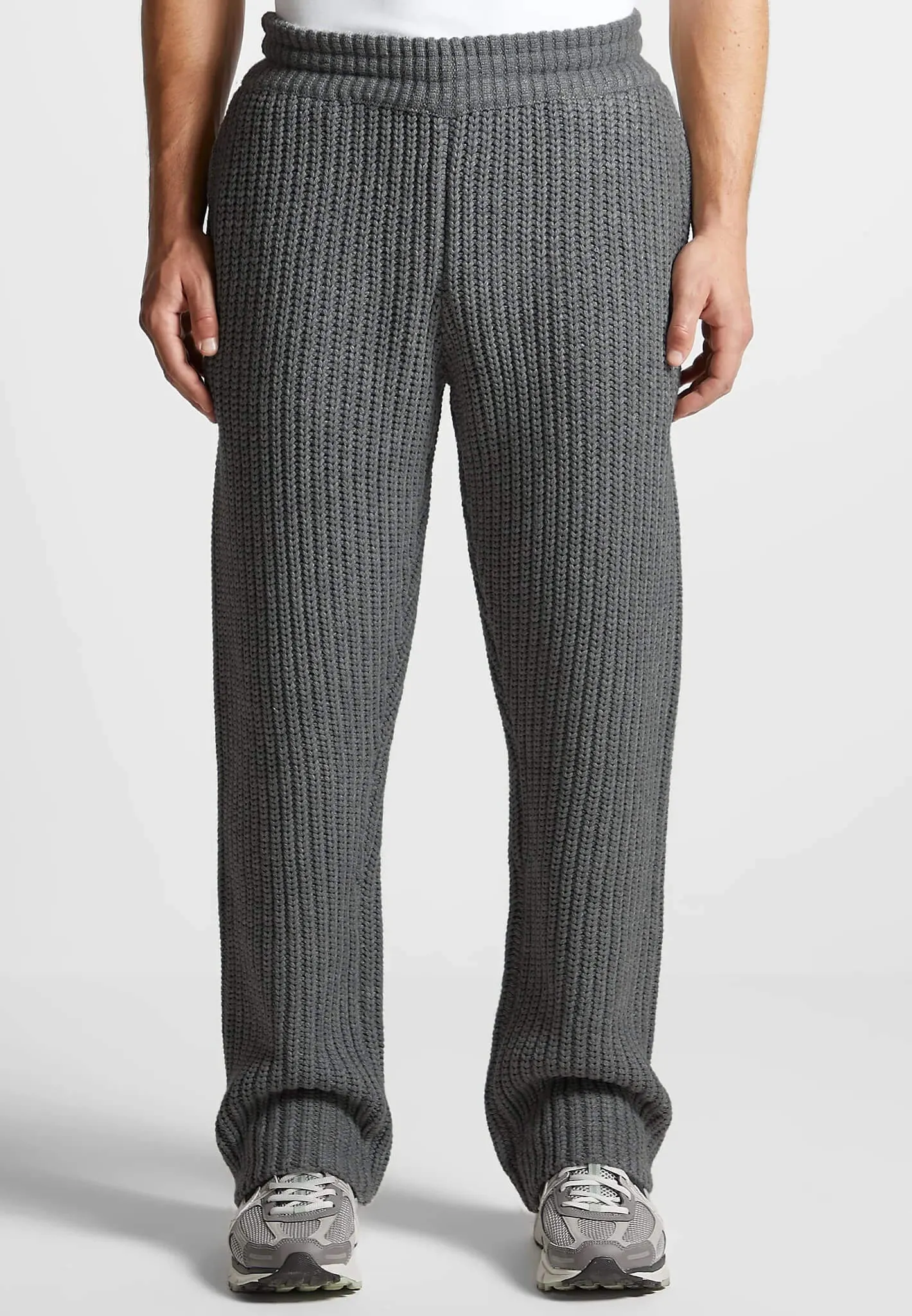 Chunky Knit Straight Leg Joggers - Charcoal Grey sold by Maniere De Voir product image thumbnail 3