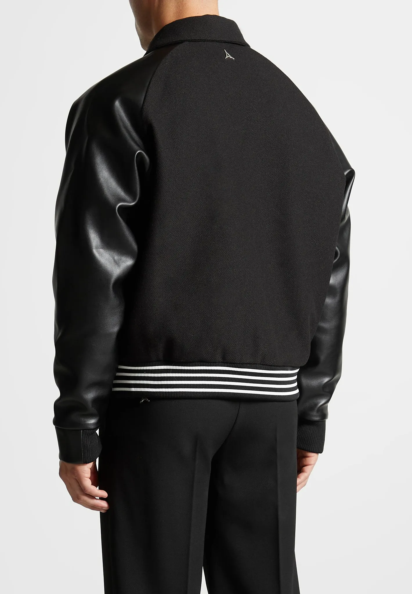 Signature Leather Raglan Varsity Jacket - Black sold by Maniere De Voir product image thumbnail 5