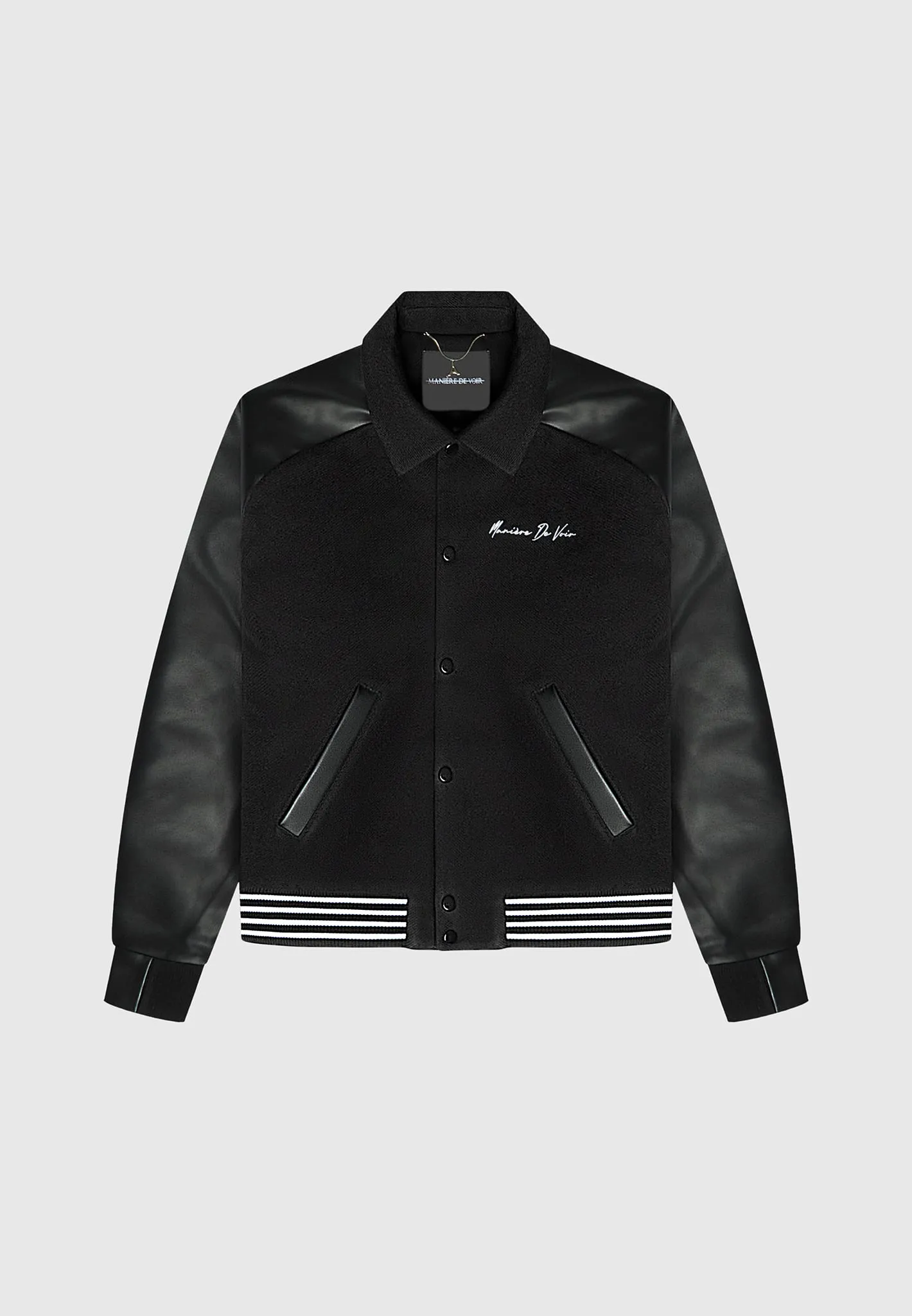 Signature Leather Raglan Varsity Jacket - Black sold by Maniere De Voir