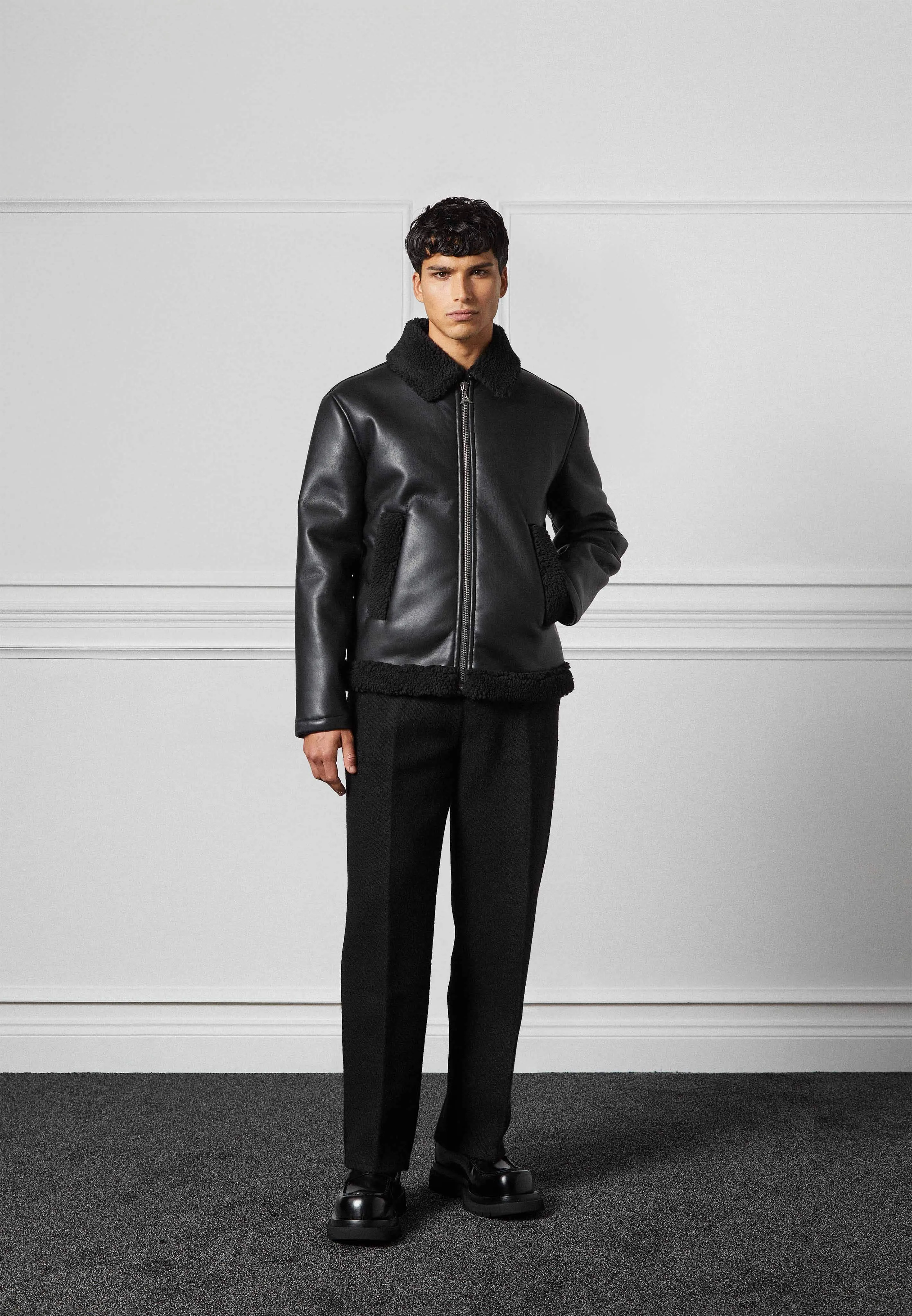 Leather Shearling Jacket - Black sold by Maniere De Voir product image thumbnail 3