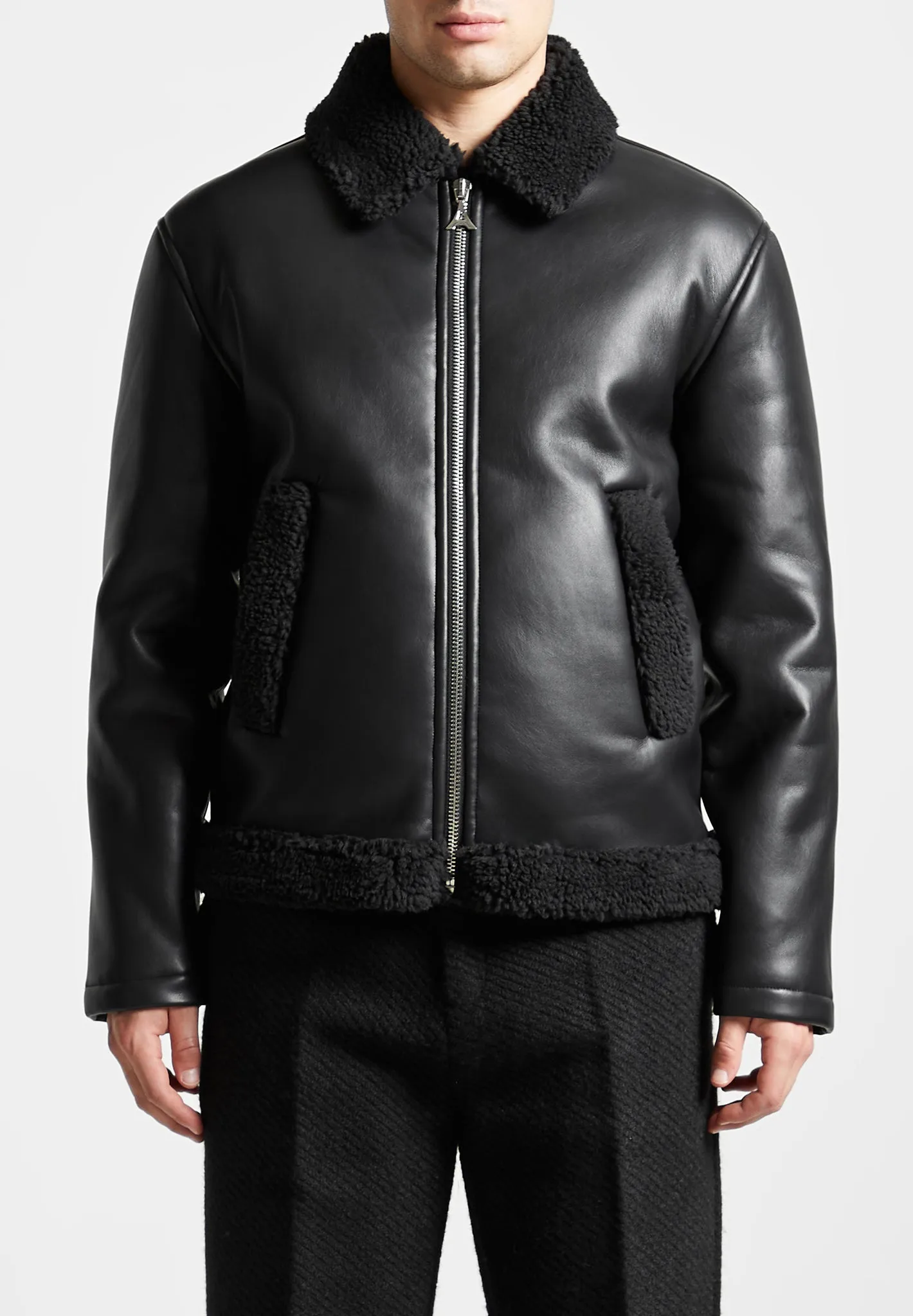 Leather Shearling Jacket - Black sold by Maniere De Voir product image thumbnail 5