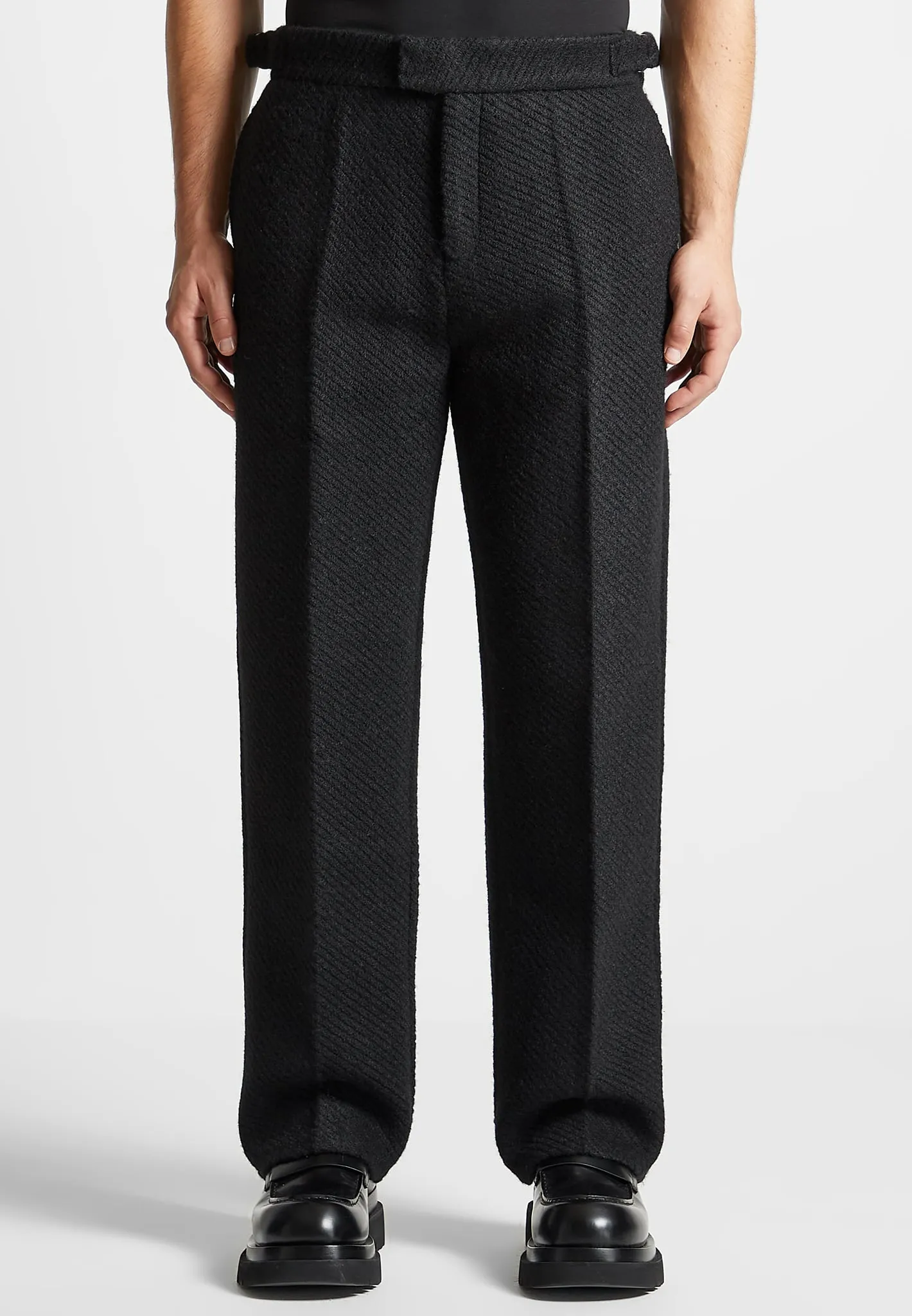 Tailored Wool Twill Trousers - Black sold by Maniere De Voir