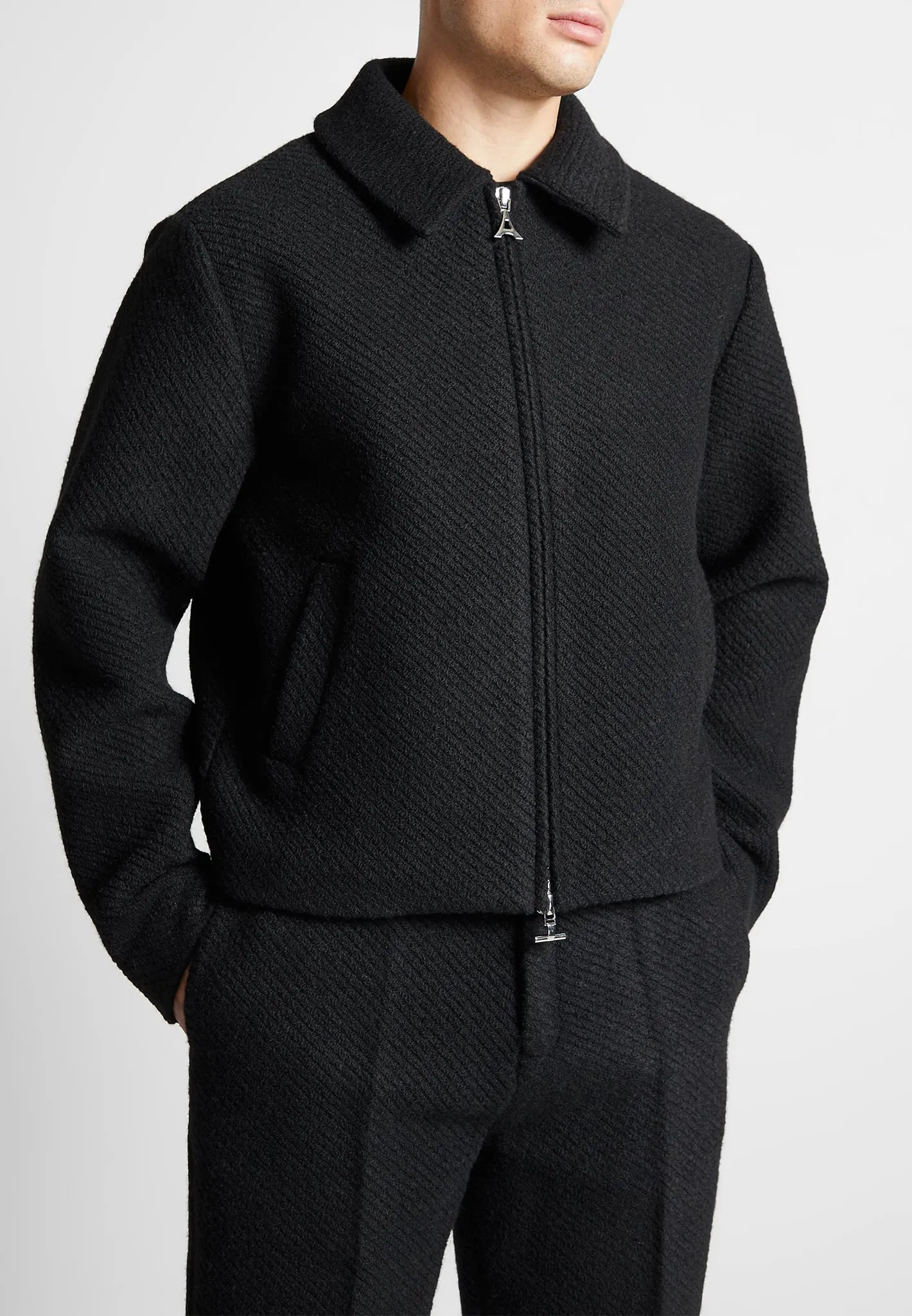 Boxy Wool Twill Jacket - Black sold by Maniere De Voir product image thumbnail 3