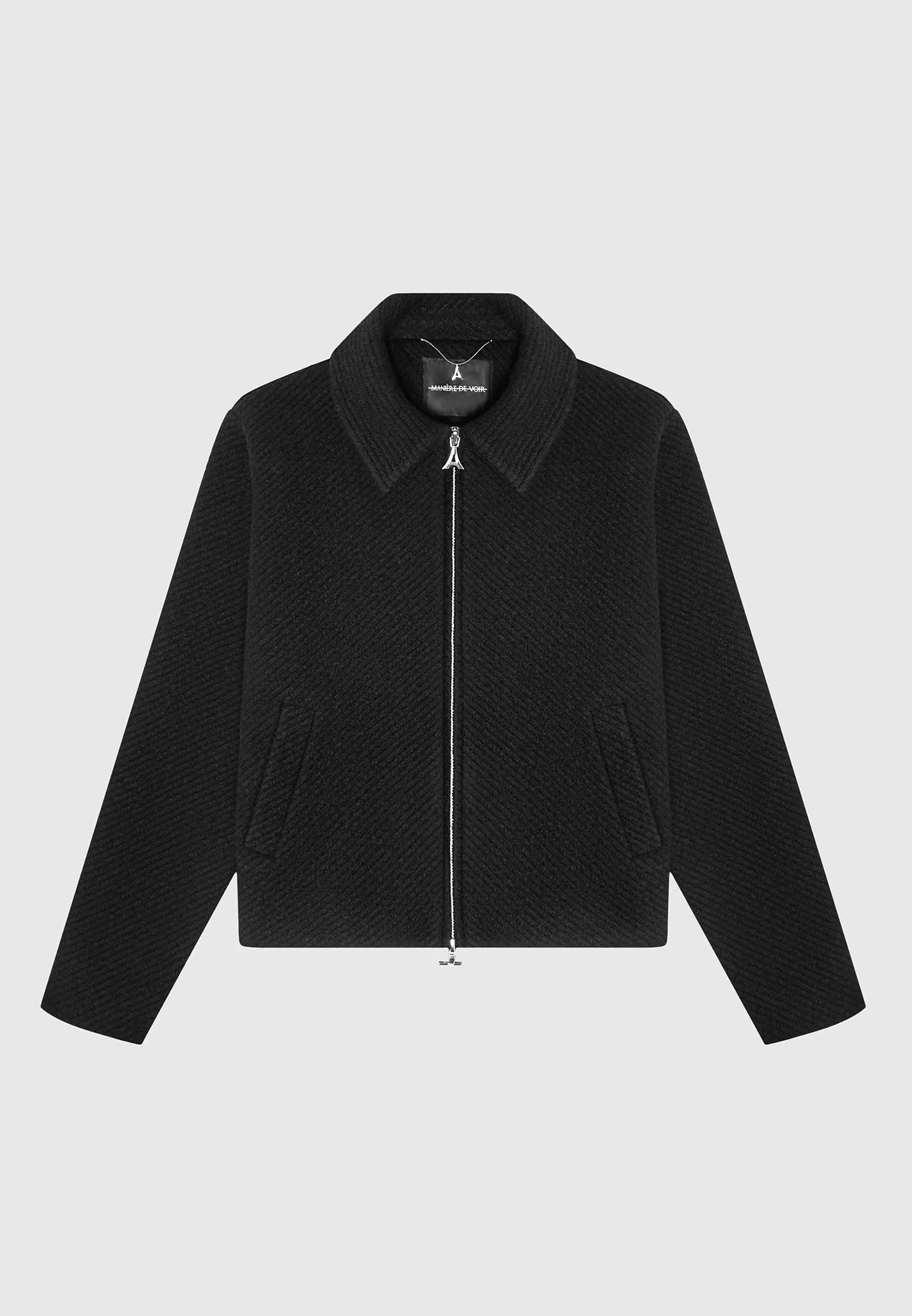 Boxy Wool Twill Jacket - Black sold by Maniere De Voir