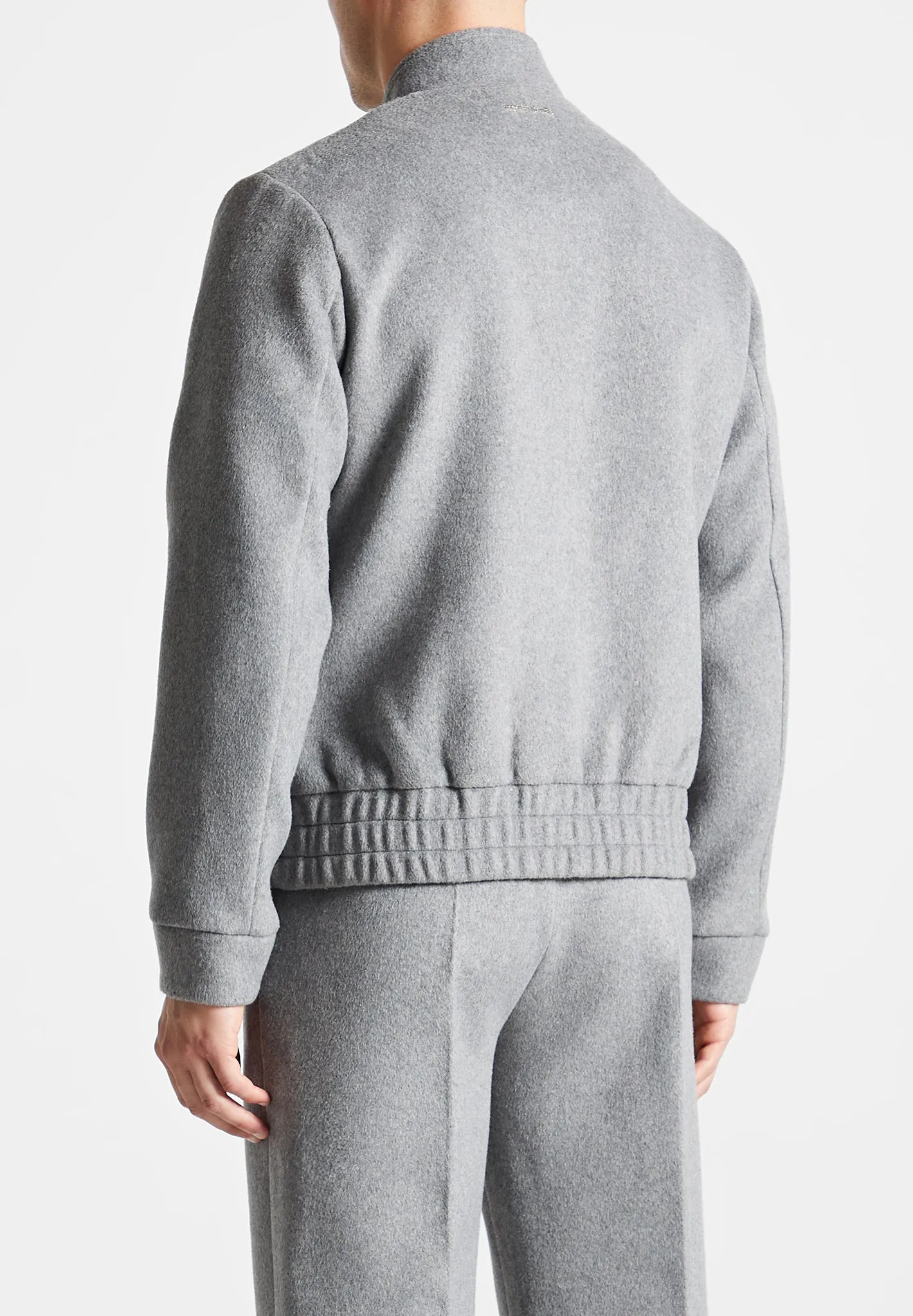 Wool Blend Marl Bomber Jacket - Light Grey sold by Maniere De Voir product image thumbnail 5