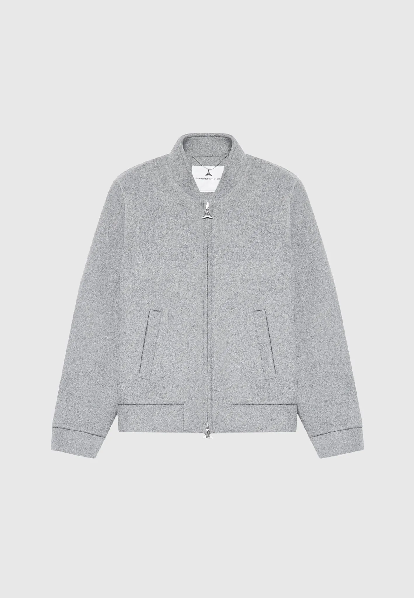 Wool Blend Marl Bomber Jacket - Light Grey sold by Maniere De Voir product image thumbnail 2