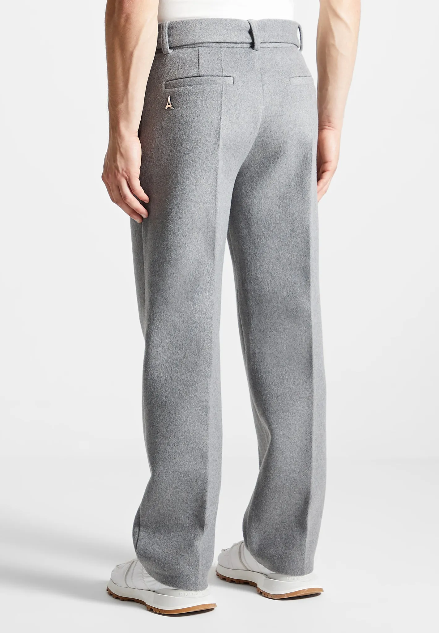 Wool Blend Marl Belted Trousers - Light Grey sold by Maniere De Voir product image thumbnail 5