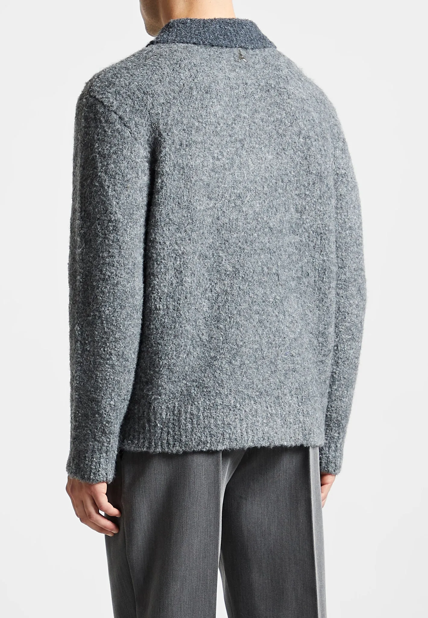 Boucle Knit Contrast Polo Jumper - Grey sold by Maniere De Voir product image thumbnail 5