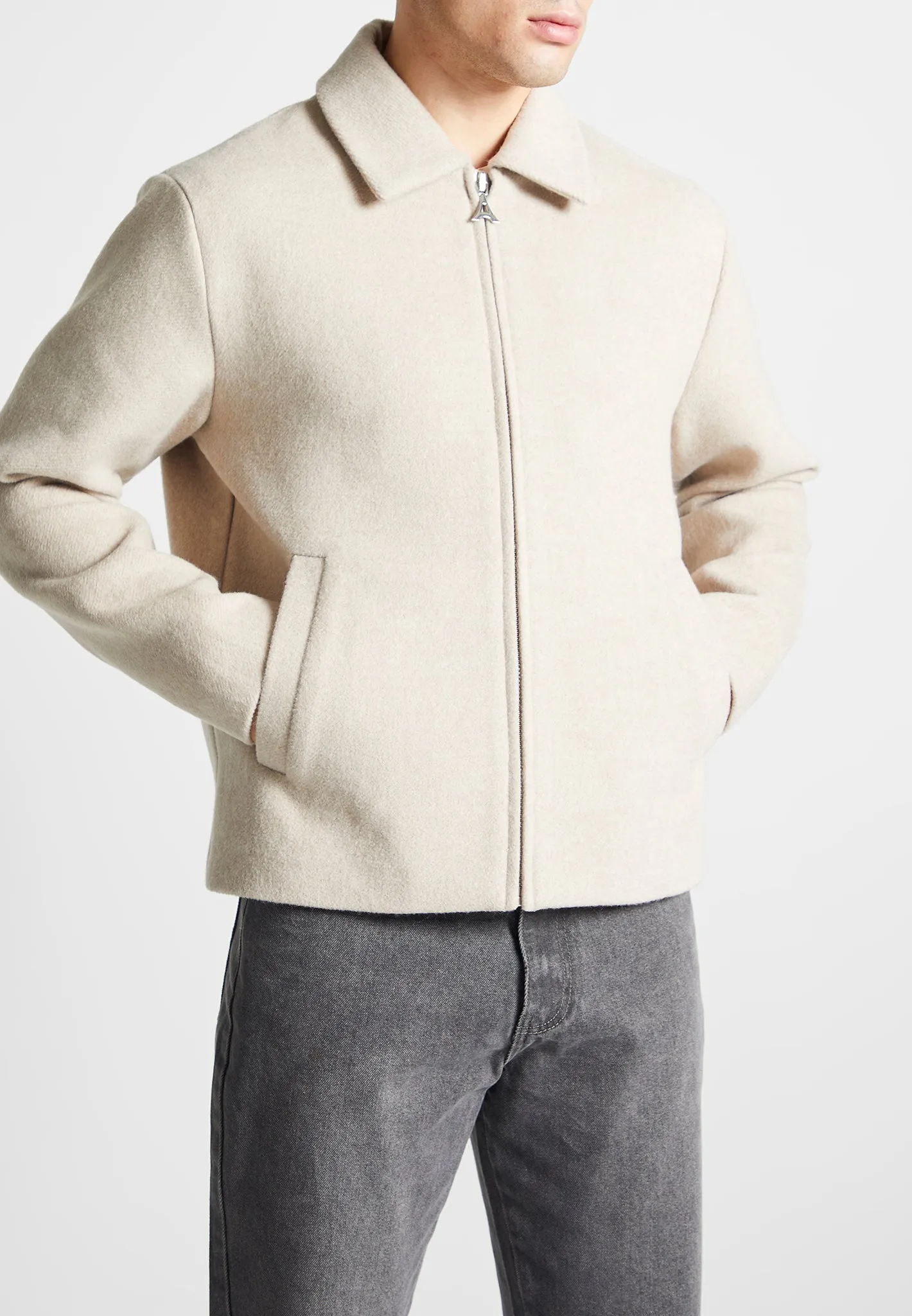 Wool Blend Boxy Jacket - Beige sold by Maniere De Voir product image thumbnail 4