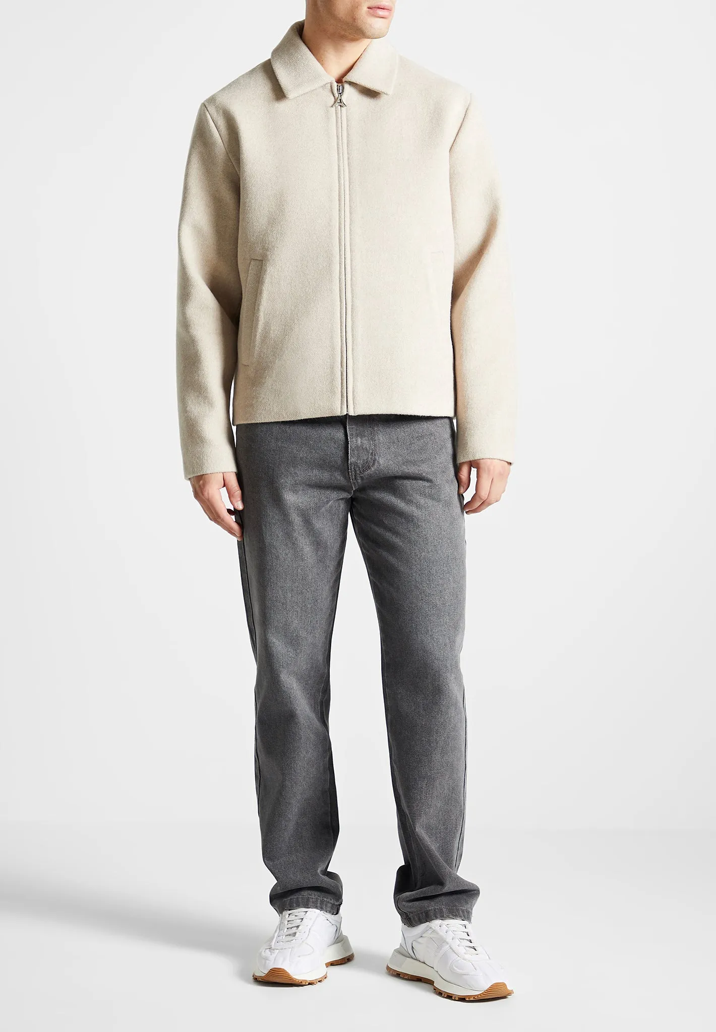 Wool Blend Boxy Jacket - Beige sold by Maniere De Voir