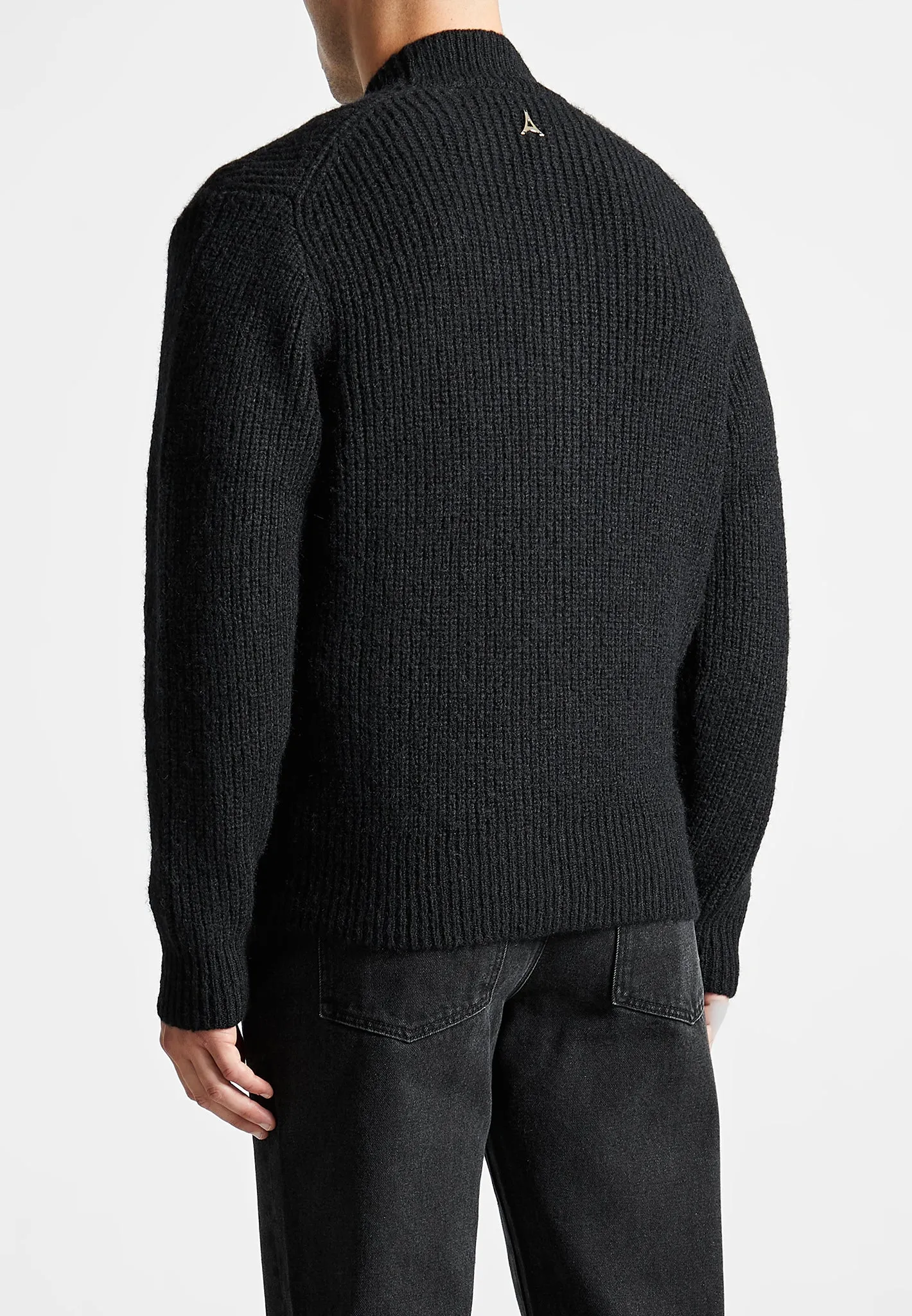 Double Breasted Brushed Knit Cardigan - Black sold by Maniere De Voir product image thumbnail 5