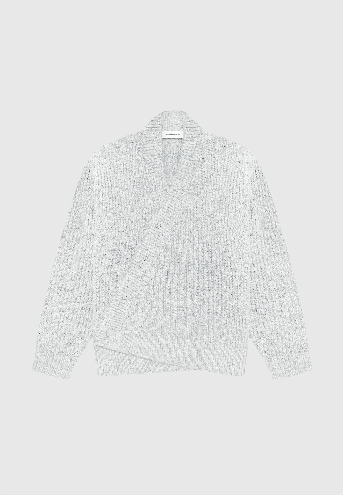 Double Breasted Brushed Knit Cardigan - Grey sold by Maniere De Voir product image thumbnail 2