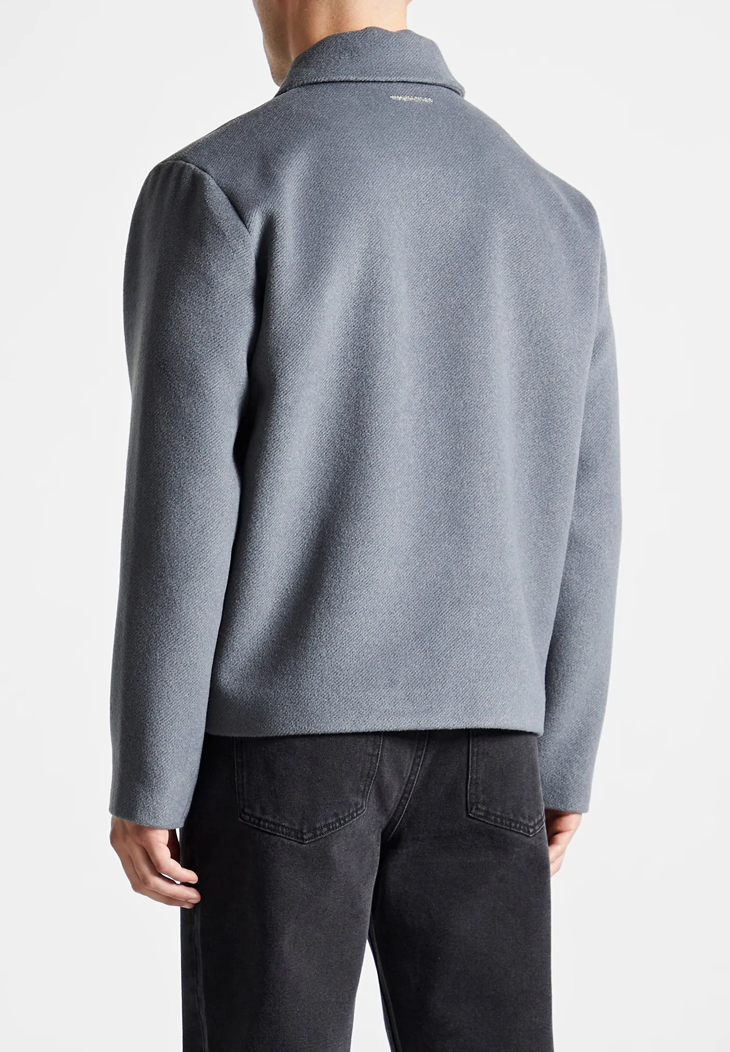 Wool Blend Boxy Jacket - Steel Blue sold by Maniere De Voir product image thumbnail 5