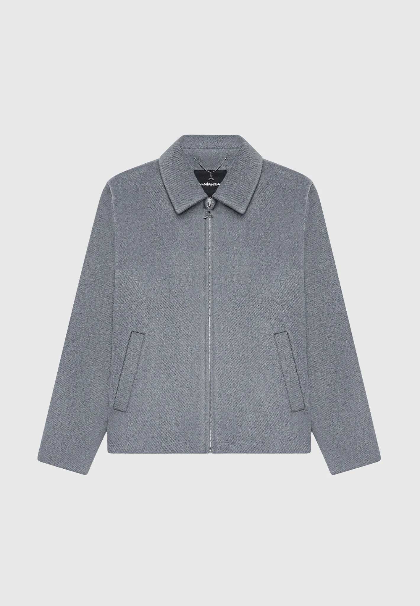 Wool Blend Boxy Jacket - Steel Blue sold by Maniere De Voir product image thumbnail 2