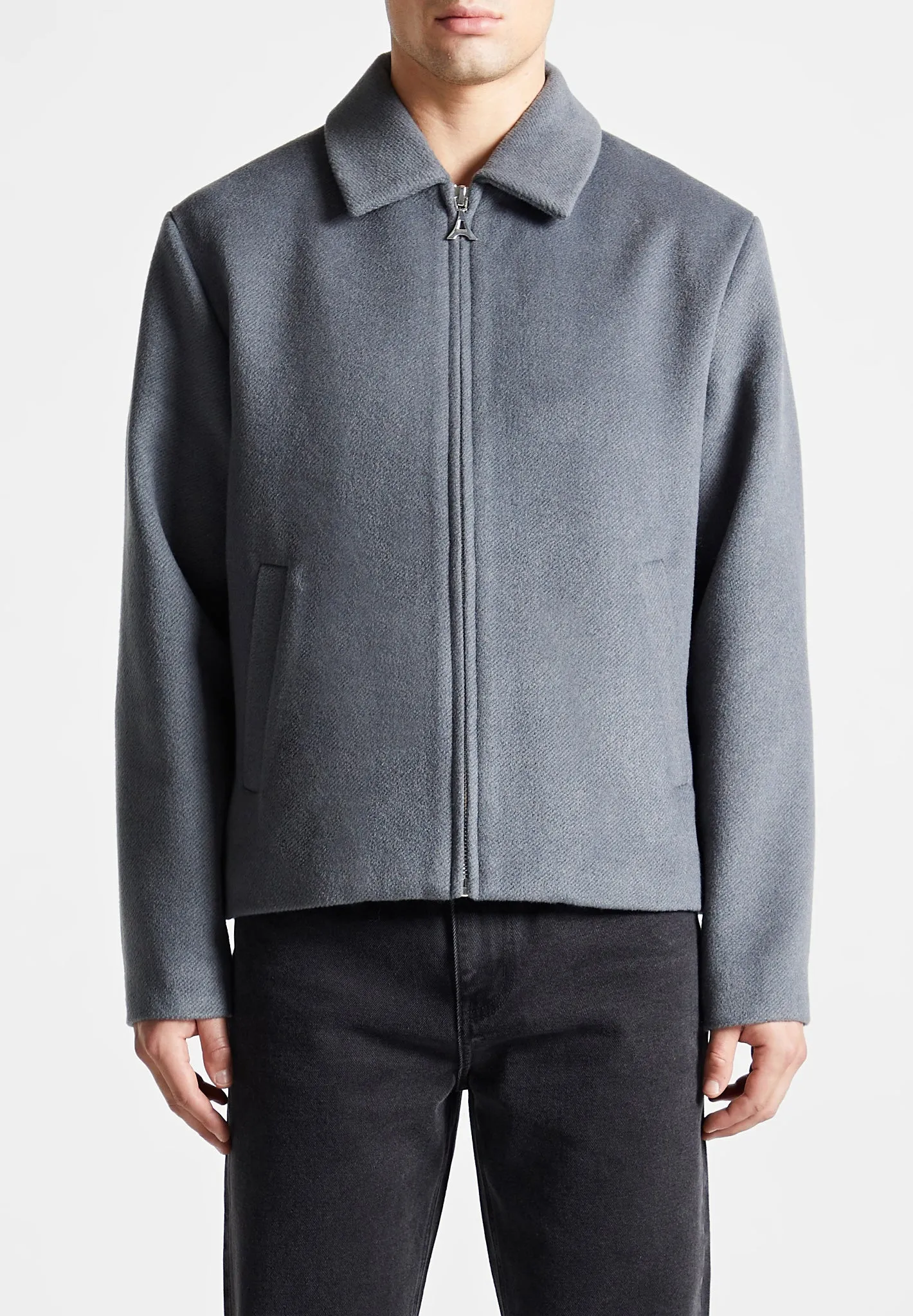 Wool Blend Boxy Jacket - Steel Blue sold by Maniere De Voir product image thumbnail 3