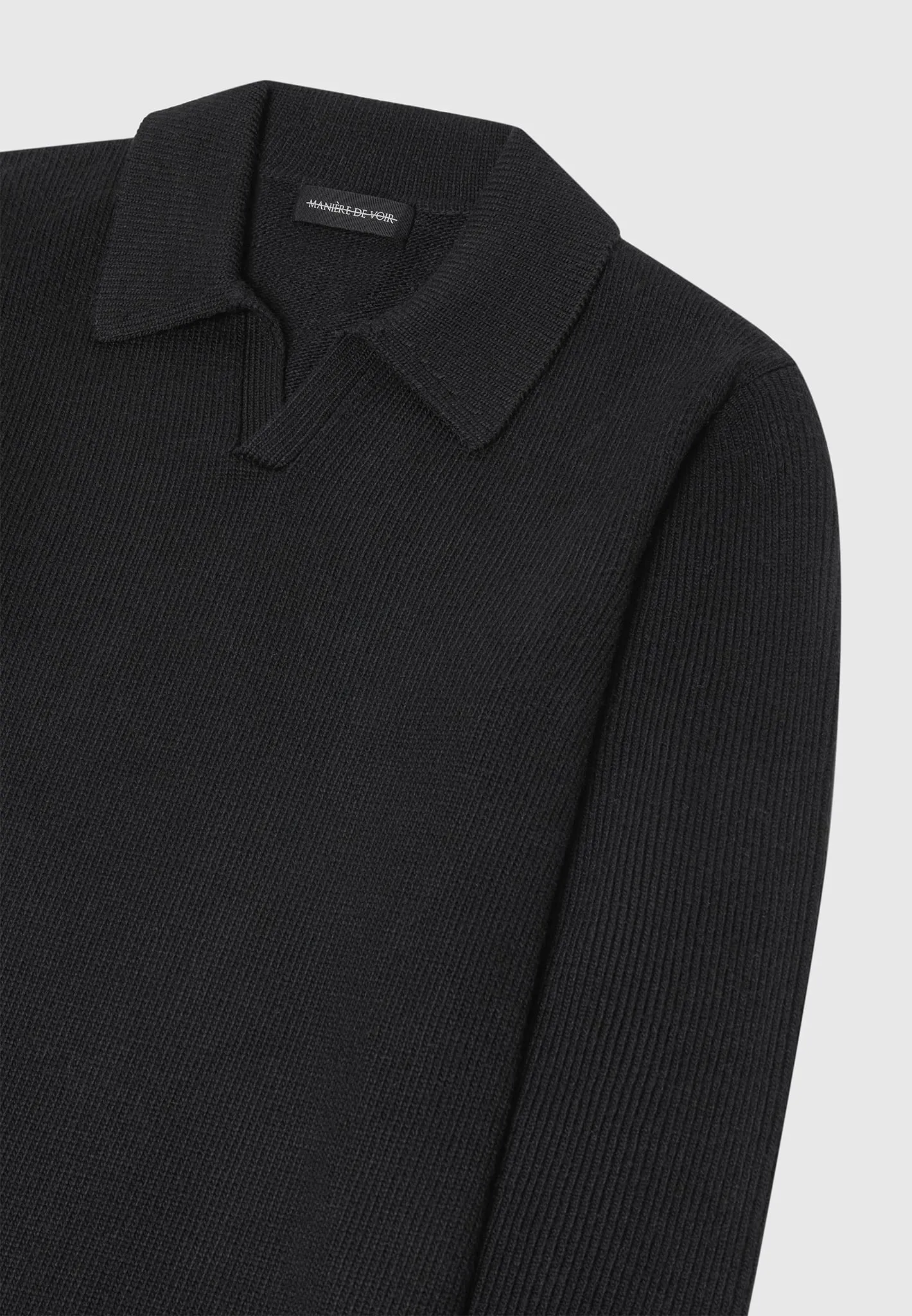 Wool Revere Long Sleeve Polo Top - Black sold by Maniere De Voir product image thumbnail 5