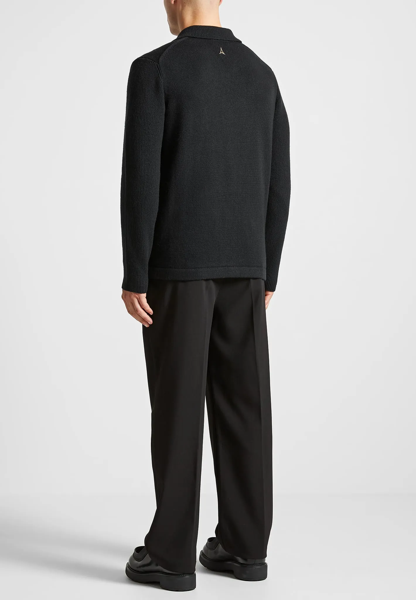 Wool Revere Long Sleeve Polo Top - Black sold by Maniere De Voir product image thumbnail 4