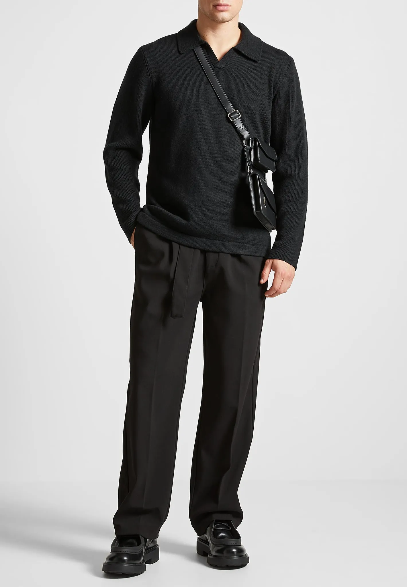 Wool Revere Long Sleeve Polo Top - Black sold by Maniere De Voir product image thumbnail 2
