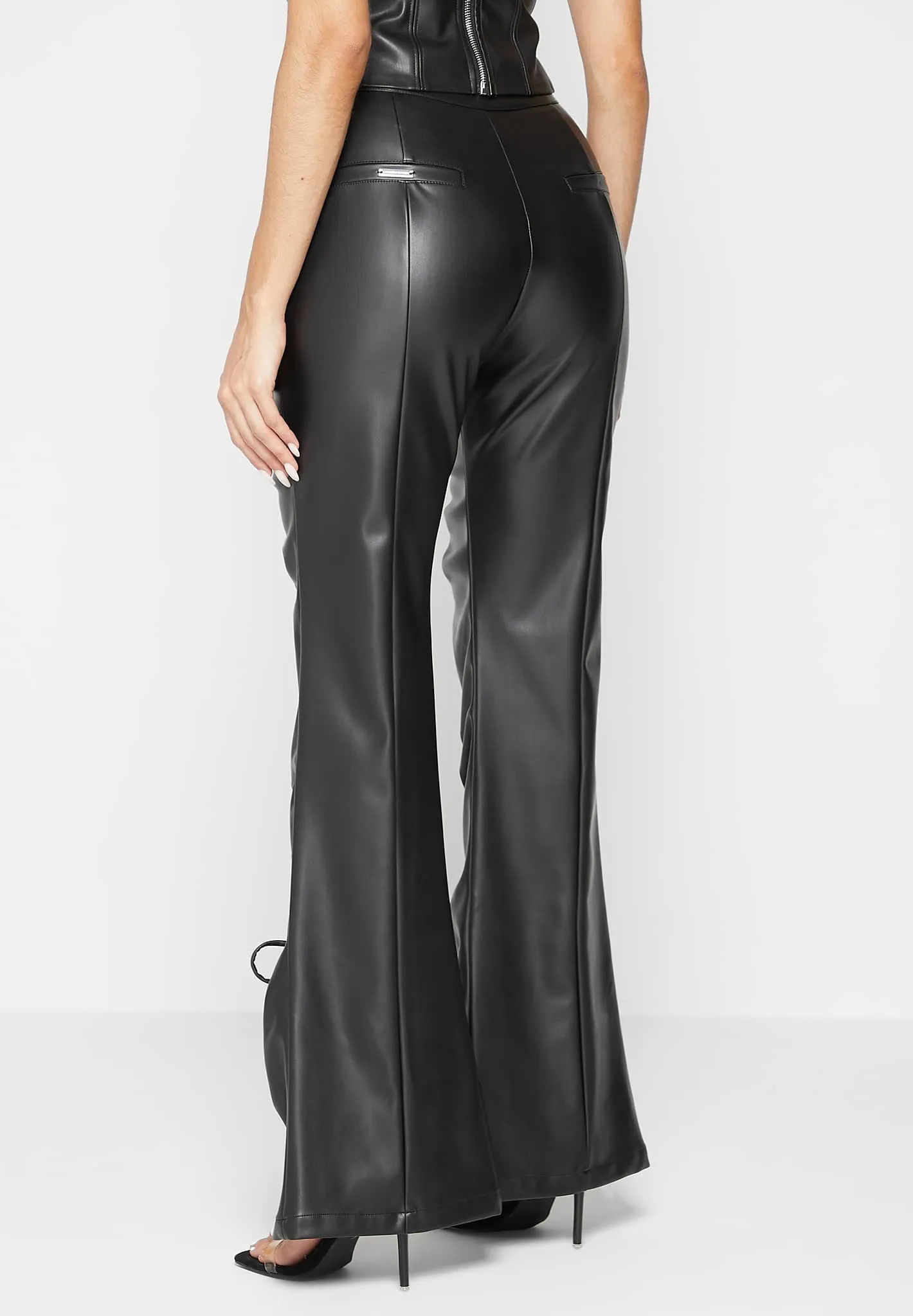 Leather Ruched Trousers - Black sold by Maniere De Voir product image thumbnail 4