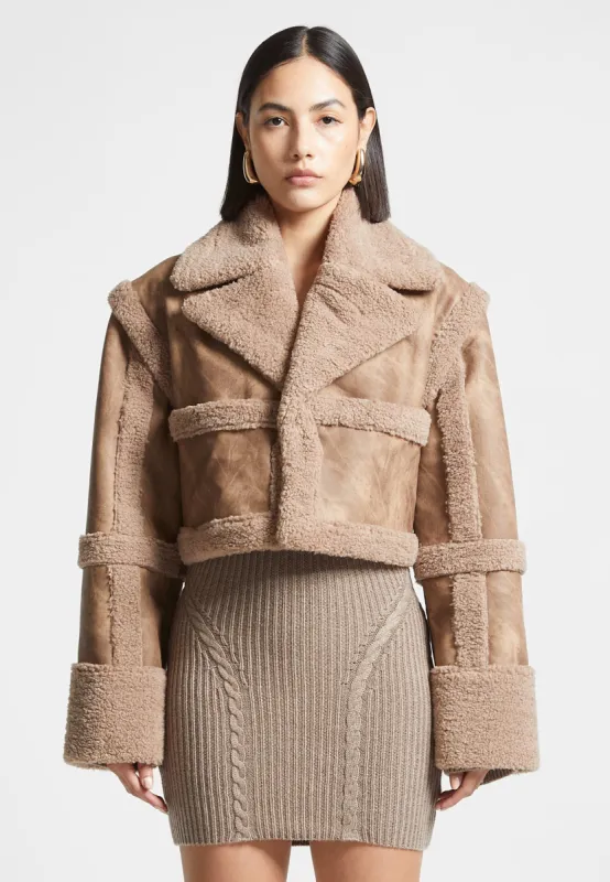 2-in-1 Leather and Borg Jacket/Gilet - Brown sold by Maniere De Voir