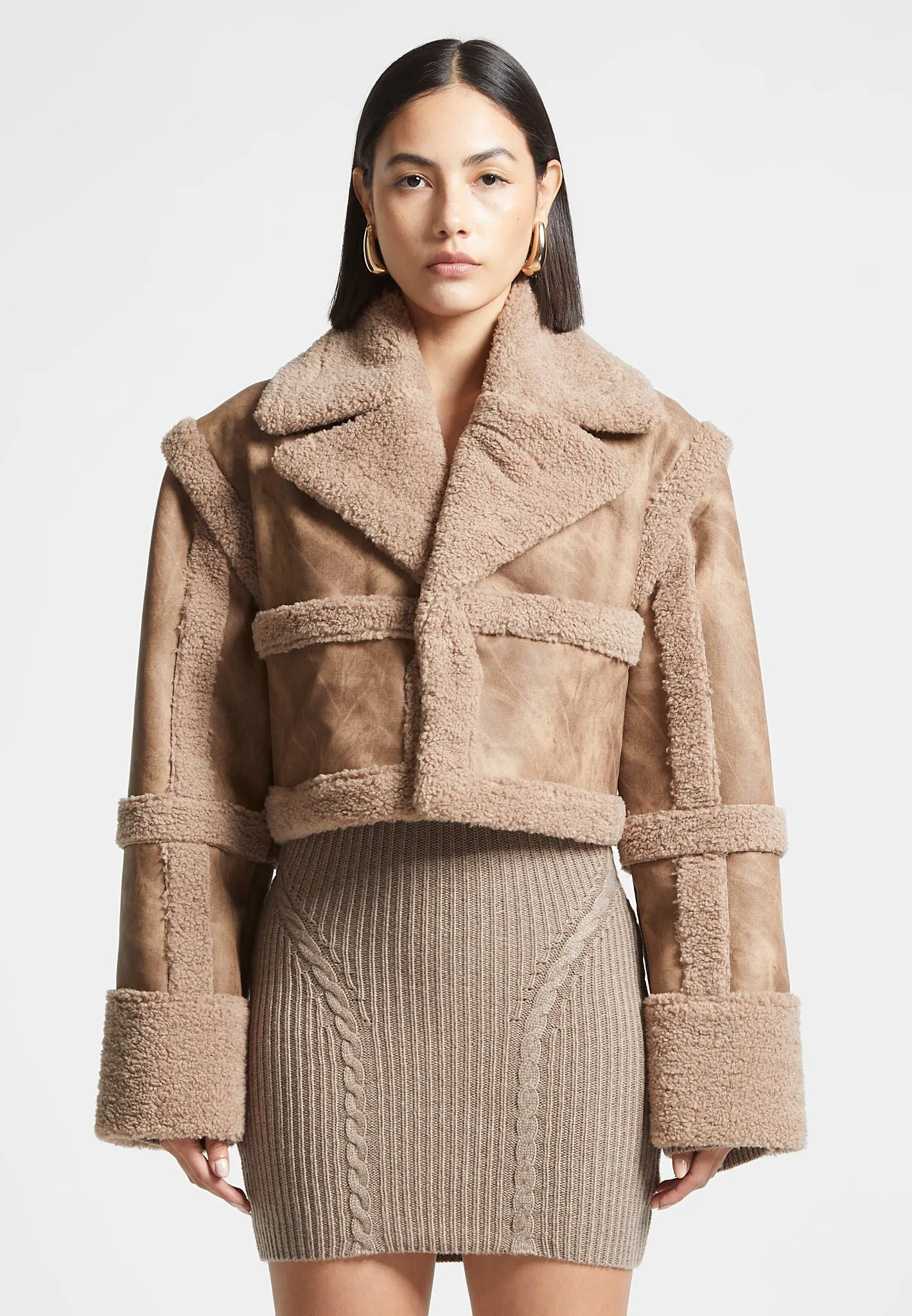 2-in-1 Leather and Borg Jacket/Gilet - Brown sold by Maniere De Voir