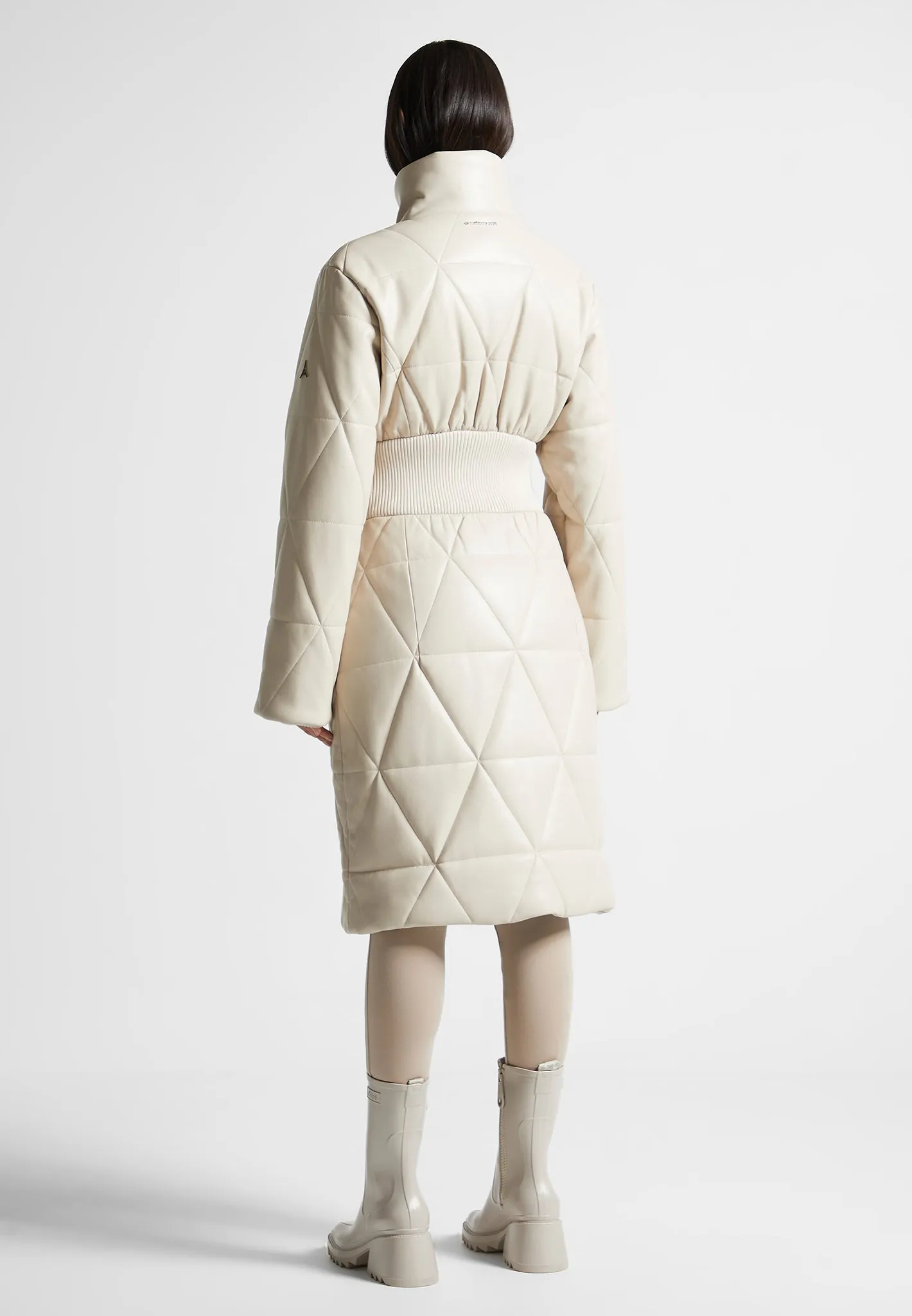Quilted Leather Longline Corset Coat - Beige sold by Maniere De Voir product image thumbnail 5