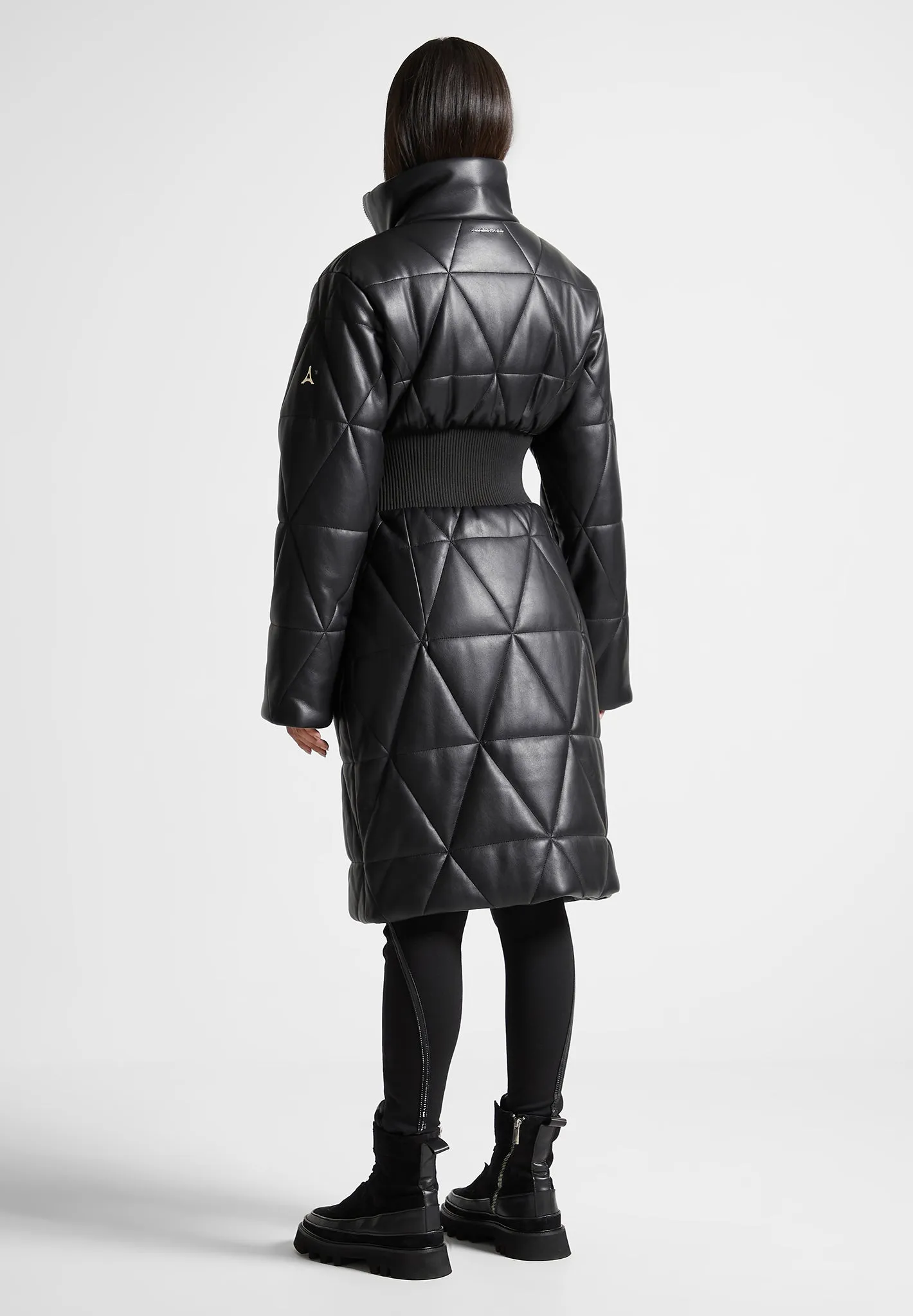 Quilted Leather Longline Corset Coat - Black sold by Maniere De Voir product image thumbnail 4