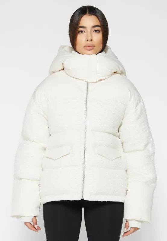 Tweed Puffer Coat - Off White sold by Maniere De Voir