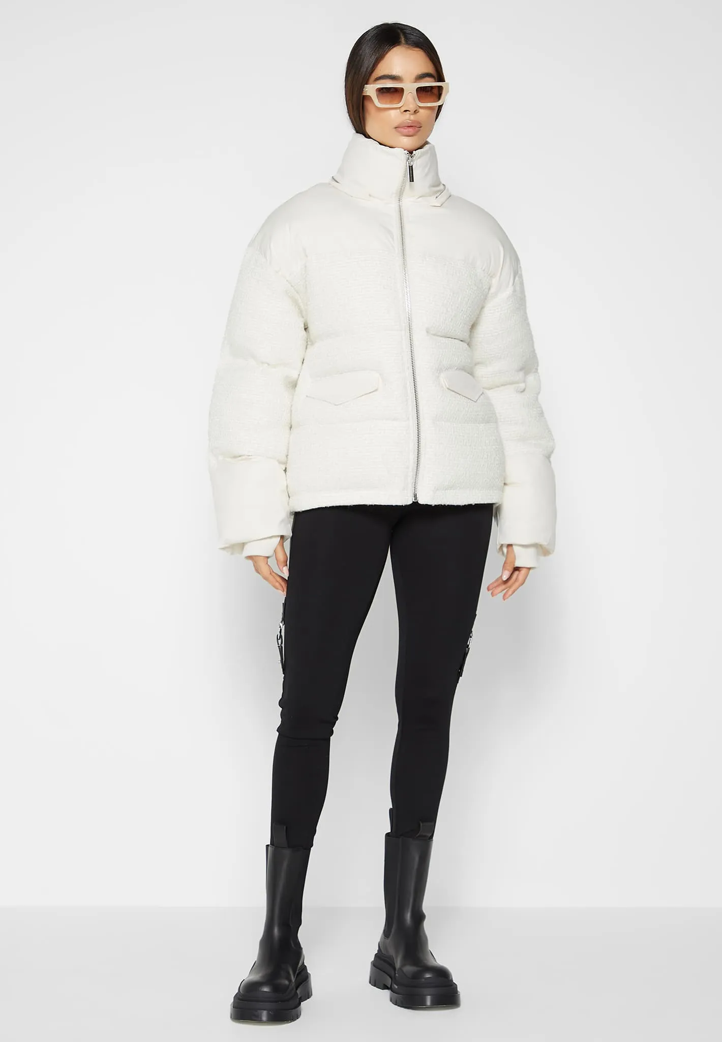 Tweed Puffer Coat - Off White sold by Maniere De Voir product image thumbnail 2