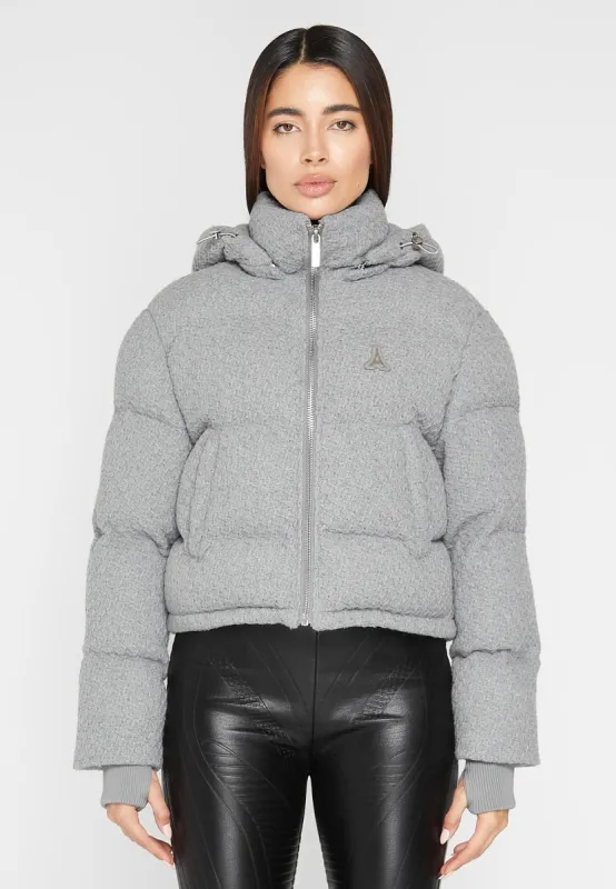 Textured Knit Puffer Jacket - Cream | Parallel