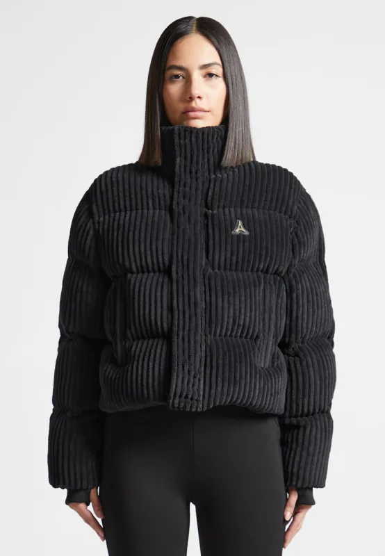 Ribbed Velour Puffer Jacket - Black sold by Maniere De Voir