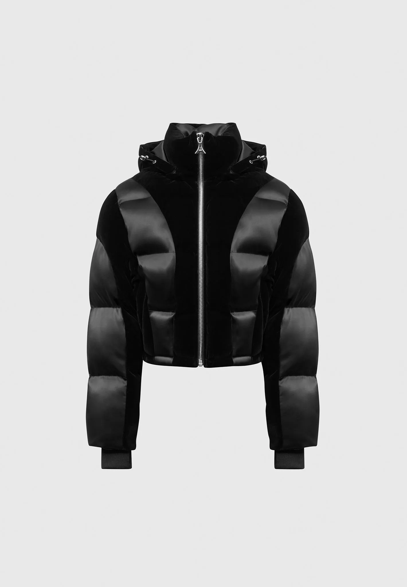 Satin and Velvet Puffer Jacket - Black sold by Maniere De Voir product image thumbnail 2