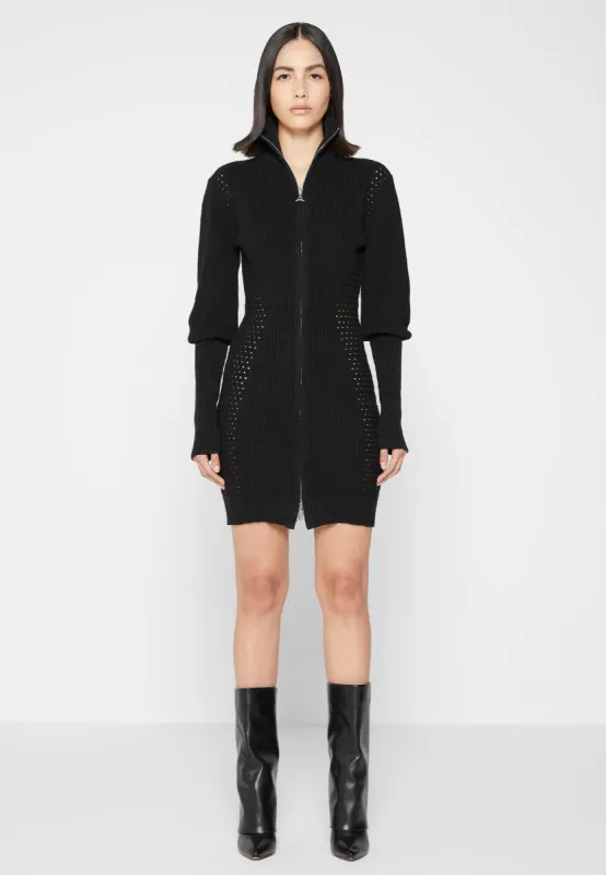 Chunky Knit Contour Jumper Dress - Black sold by Maniere De Voir