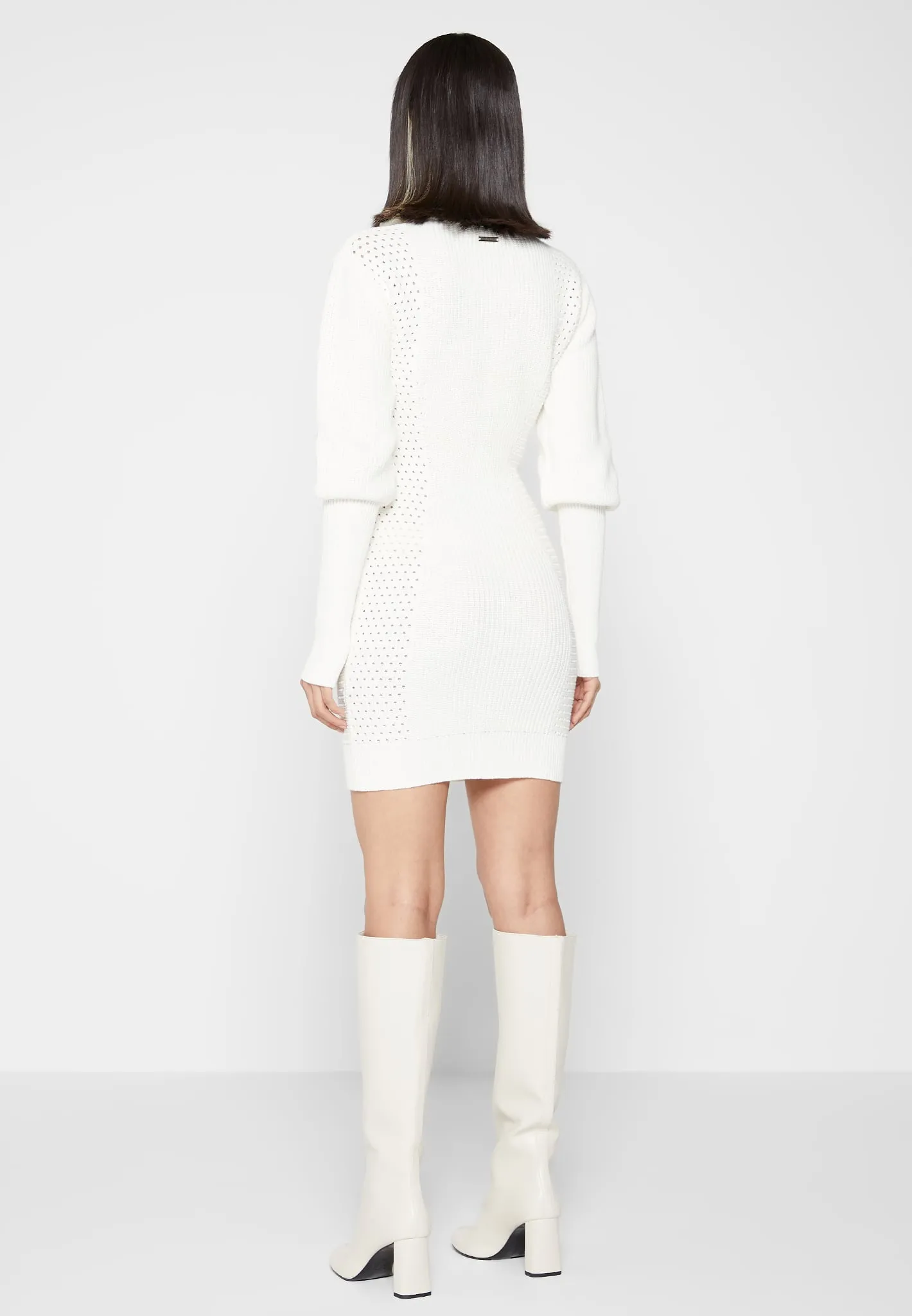 Chunky Knit Contour Jumper Dress - Off White sold by Maniere De Voir product image thumbnail 4