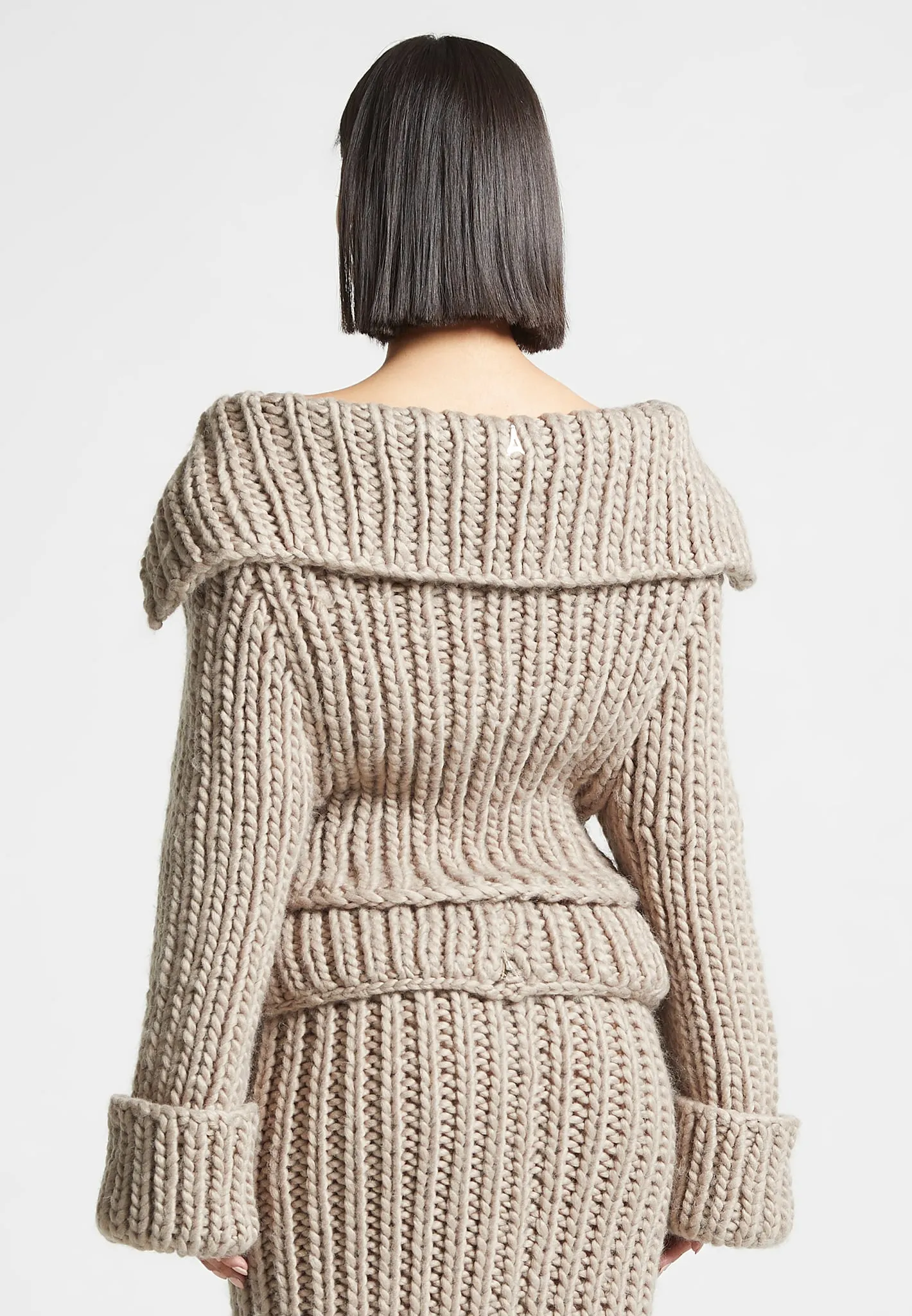 Chunky Knit Cardigan - Taupe sold by Maniere De Voir product image thumbnail 4