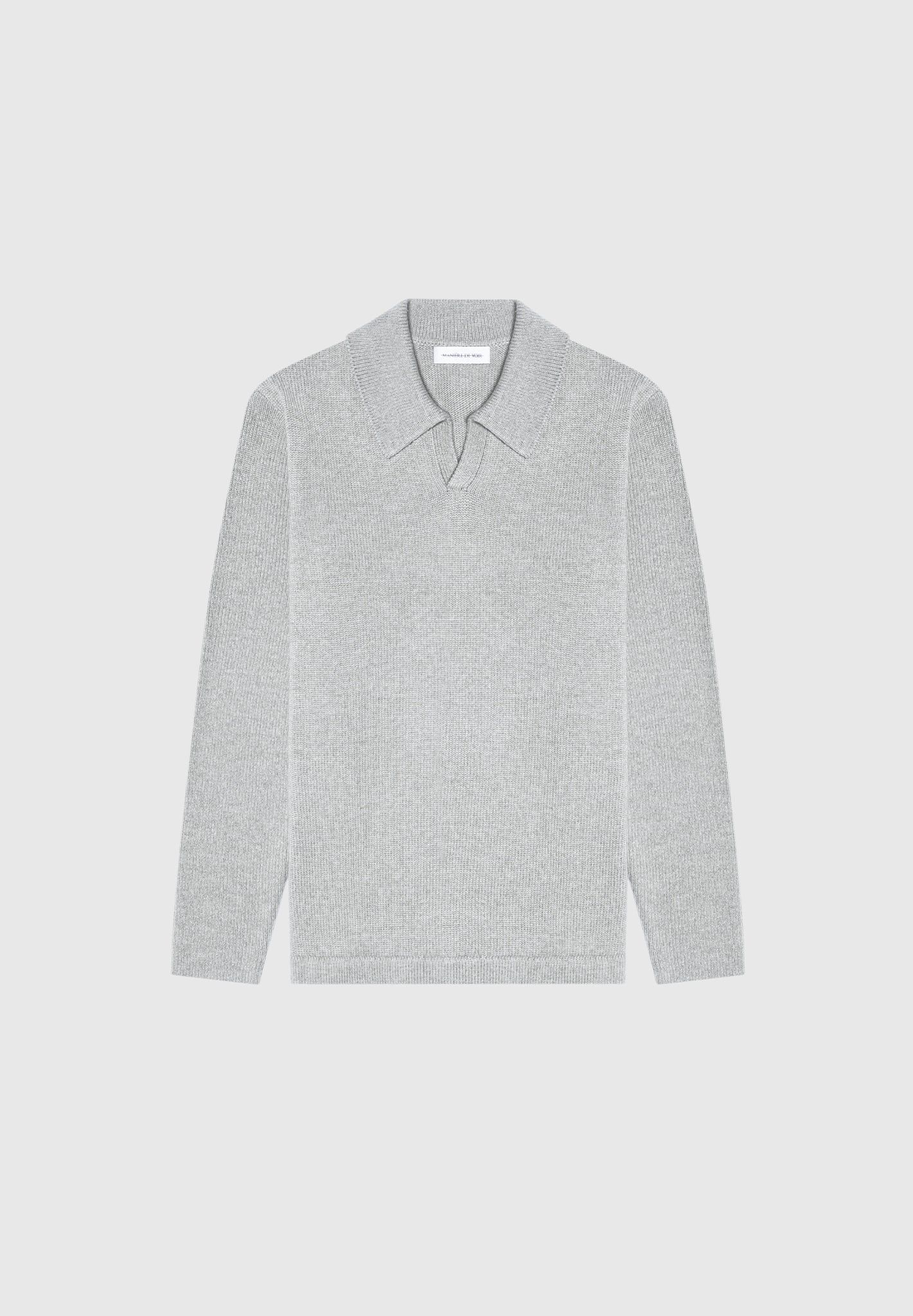 Wool Revere Long Sleeve Polo Top - Grey sold by Maniere De Voir product image thumbnail 2