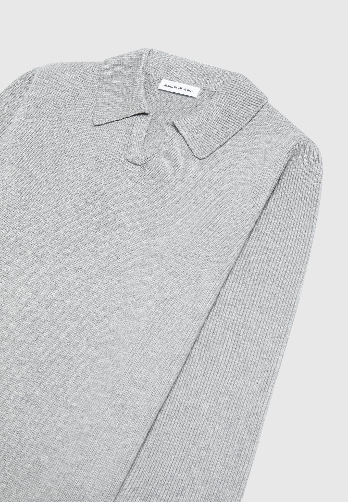 Wool Revere Long Sleeve Polo Top - Grey sold by Maniere De Voir product image thumbnail 5